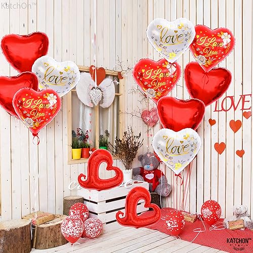 Miniatura 9 de KatchOn, Globos de corazón rojo con texto en inglés "I Love You", 18 pulgadas, paquete de 12 Decoraciones para el día de San Valentín