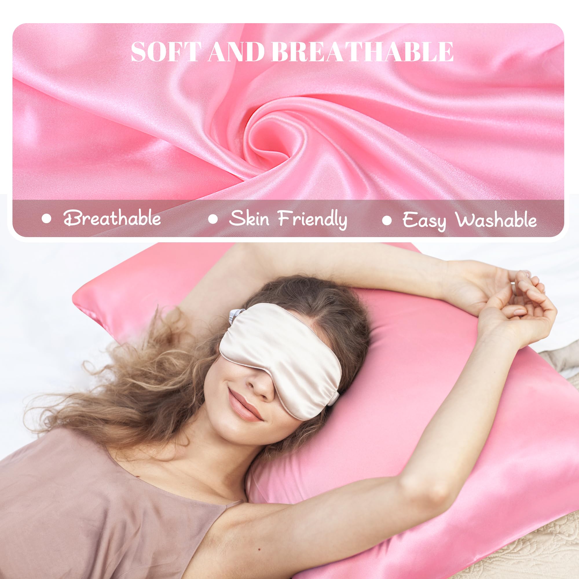 Satin Pillowcase for Hair and Skin 2 Pack, Softer than silk,Silky Pillow Cases Set - Image 2