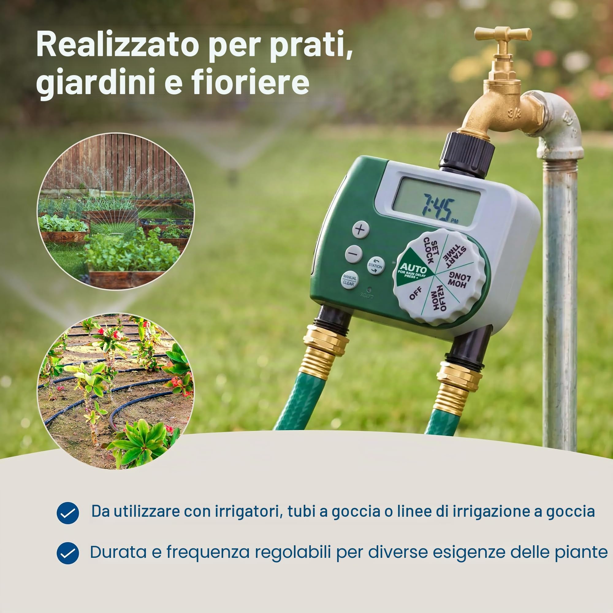 Orbit 58910 Timer programmabile per rubinetto, 2 uscite, verde
