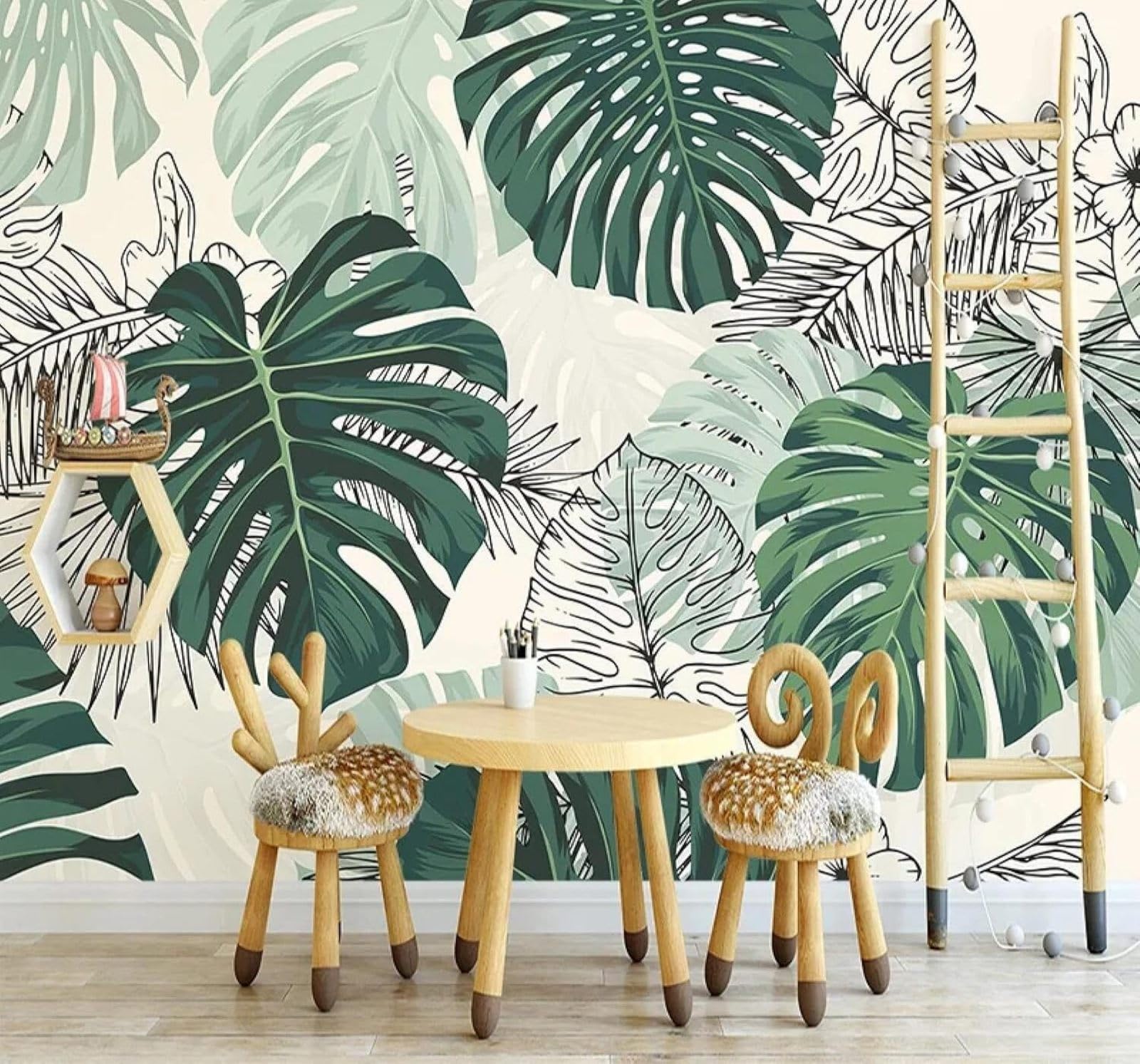 Xlming 400Cm×280Cm(B×H) Minimalist Fresh Tropical Plants Leaves 3D Wallpaper Luxury Home Dining Decor Paste Sofa Living Room The Wall For Bedroom Mural-400Cm×280Cm