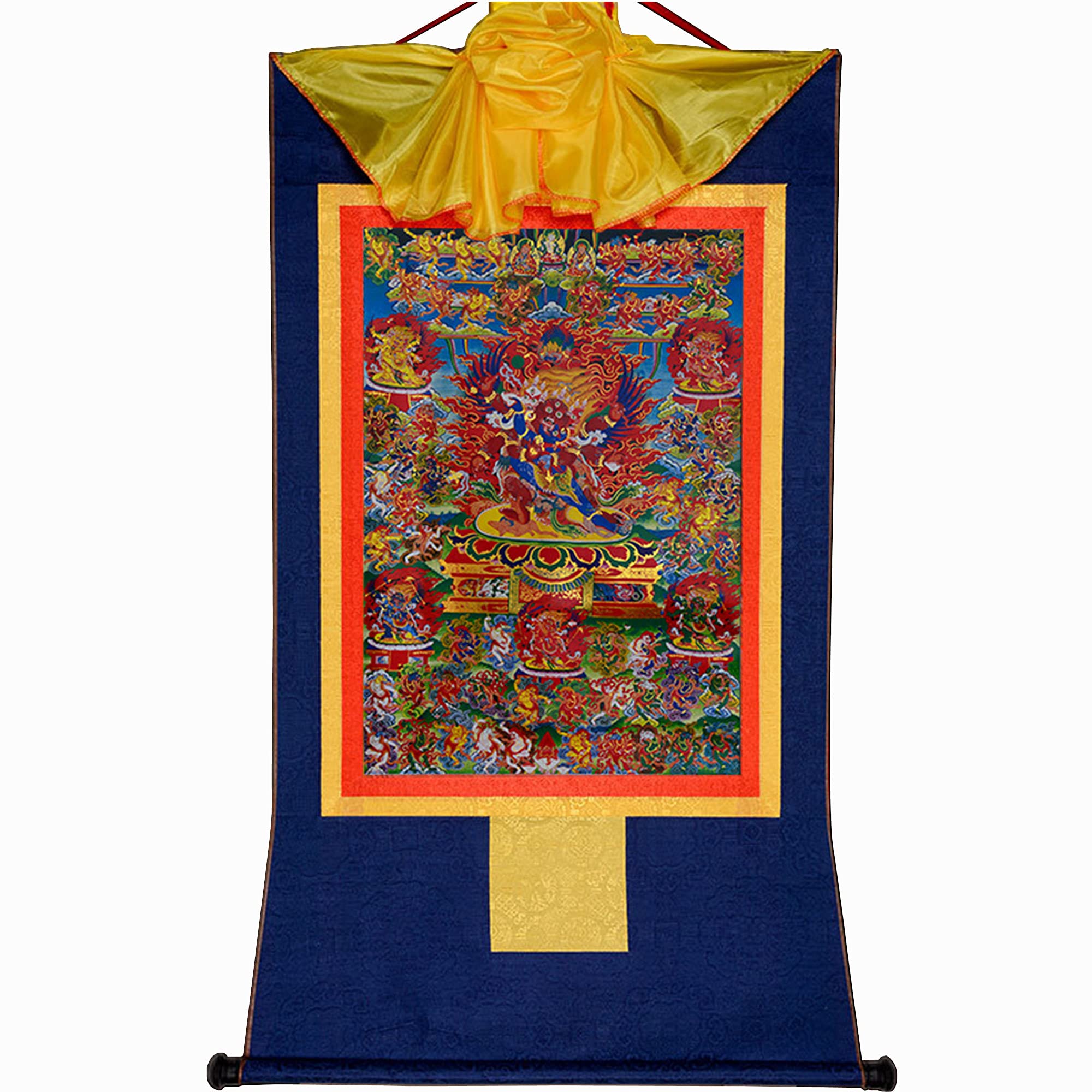 Tibetisches Thangka, Thangka-Malerei, buddhistischer Wandteppich, Zornige Gottheiten des Bardo Thodol (Tibetanisches Totenbuch), Malereikunst, buddhistischer Thangka-Brokat, Buddha-Wandteppich(Blue,Sm