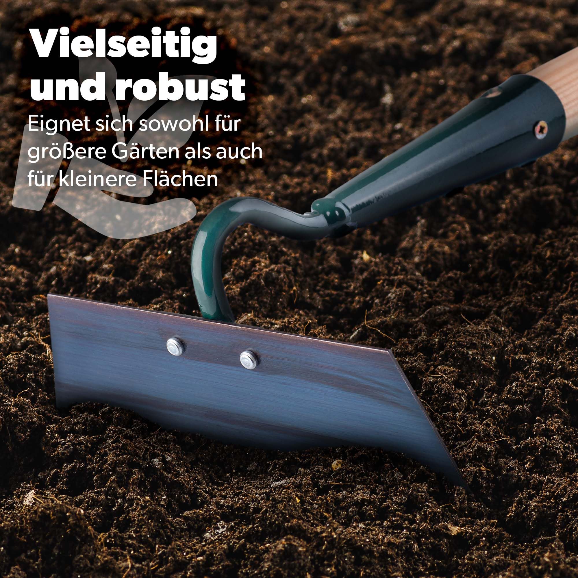 KADAX Hacke, Gartenhacke zum lockern, lüften und jäten des Bodens, für Garten, Blatt aus Metall, Gartenzubehör, Unkrauthacke zum entfernen von Unkraut, Grubber (Arbeitsbreite: 16 cm, mit Holzstiel)