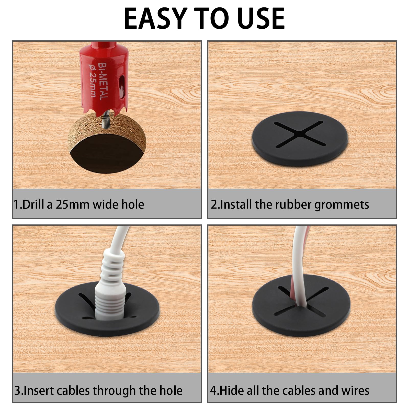 Desk Grommets - 13 Pack Cable Hole Covers -4