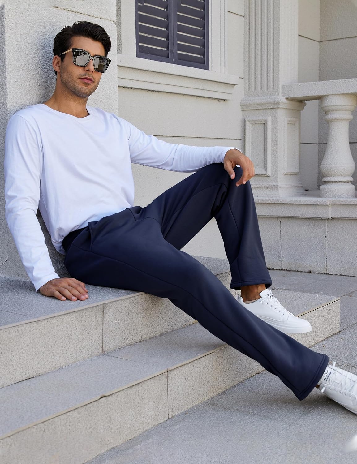 Flygo Men's Fleece Lined Sherpa Sweatpants Winter Warm Pants Jogger Lounge Athletic Pant with Pockets - Image 2