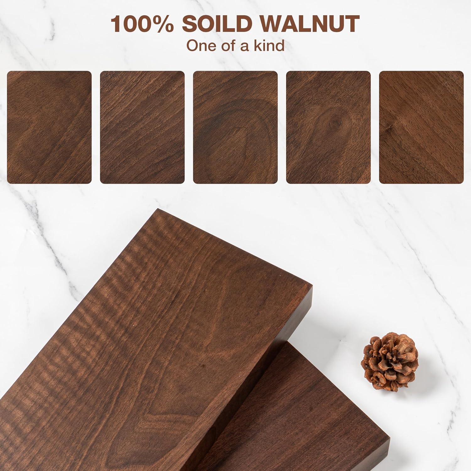 Axeman 30 inch Solid Black Walnut Floating Shelves for Wall, 6.7" Deep Real Wood Shelves for Home Decor, Wall Mounted Heavy Duty Bracket Shelf, Natural Wooden Shelves, Set of 2