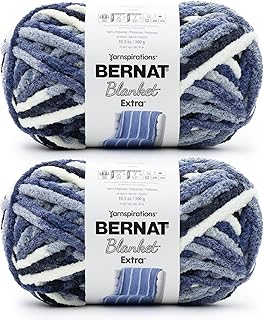 Bernat Blanket Extra Faded Blues Yarn - 2 Pack of 300g/10.5oz - Polyester - 7 Jumbo - 97 Yards - Knitting/Crochet