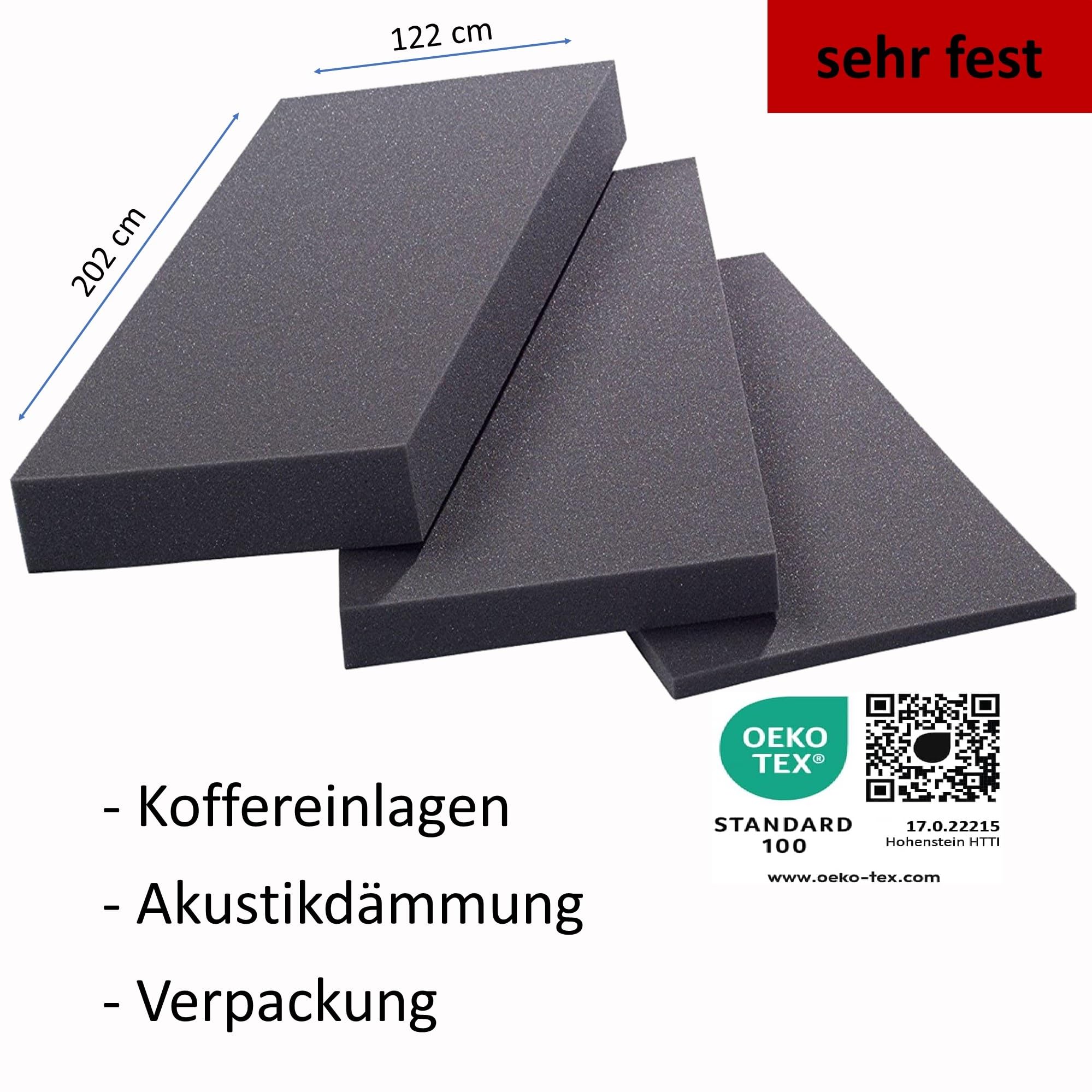 saarschaum • Schaumstoffplatte • Schaumstoff Matte RG 27/50 sehr fest 202x122x6cm • Polsterschaumstoff • Funktionsschaum für Sitzkissen Rückenkissen Sitzbänke Couch Kofferauskleidung u.v.m