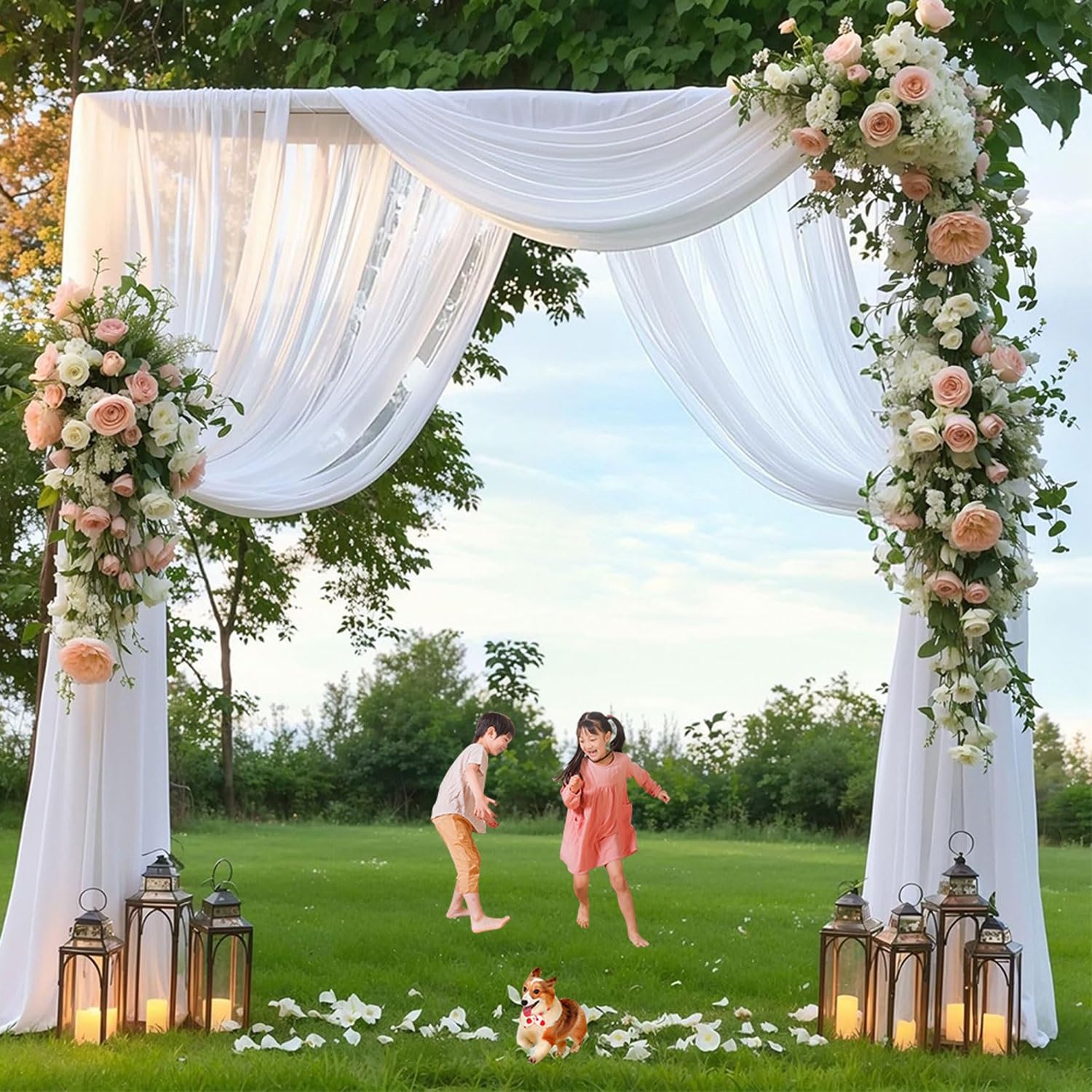 2,2 m Lange Hochzeitsbögen für die Zeremonie, quadratische Hochzeitsbögen aus Holz für die Zeremonie, rustikale Hochzeitsdekoration, Blumenbogen, Holzlauben-Hintergrundständer für