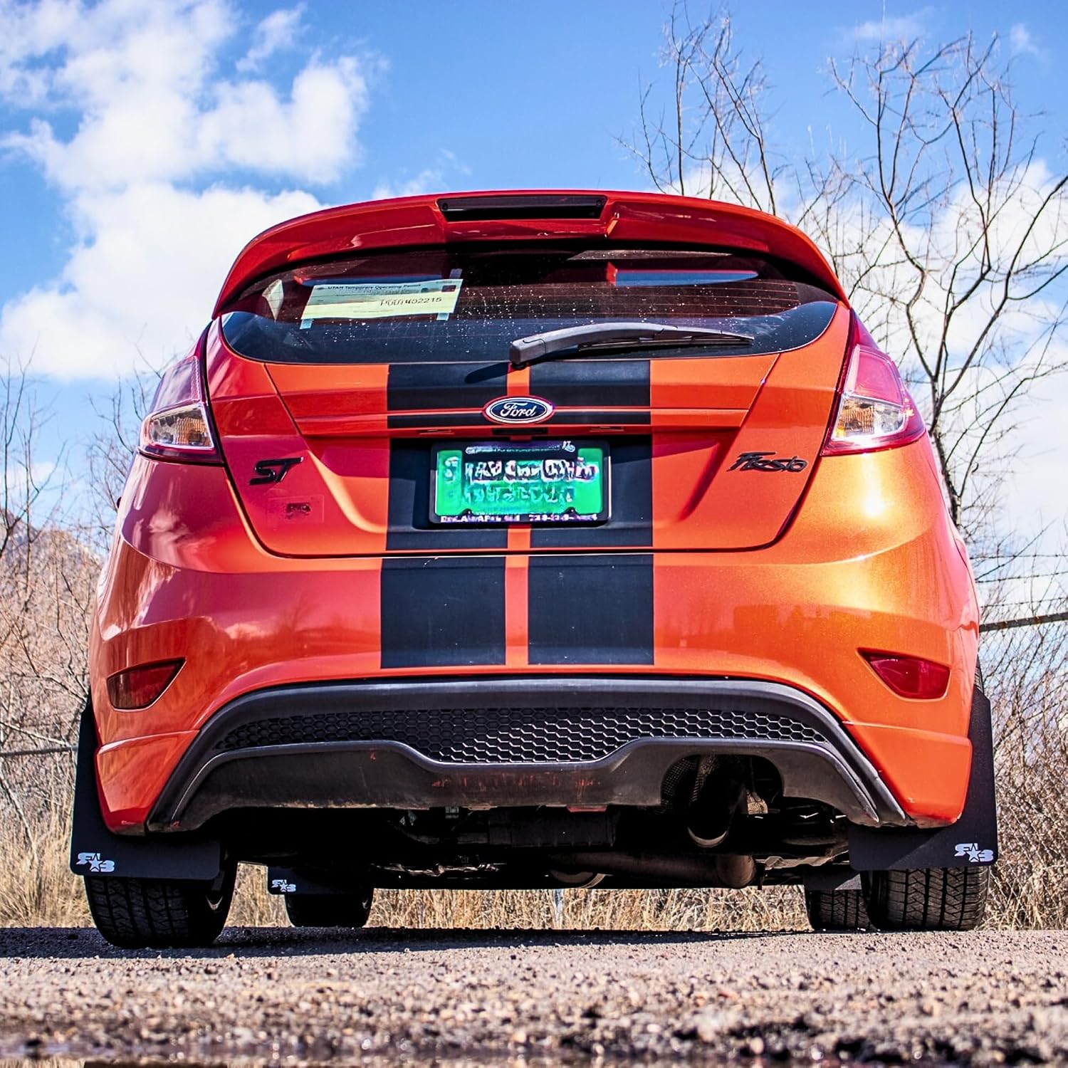 RokBlokz Rally Mud Flaps for 2014-2019 Ford Fiesta ST - Set of 4 Splash Guard Accessories - Multiple Colors and Logos Available - Fits MK6 Models - Not for MK3 Focus (Black with Red Logo, Original)