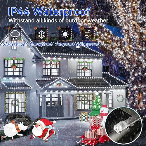 Miniatura 4 de Hezbjiti - Guirnalda de luces de Navidad de 1000 LED de 403 pies para exteriores, 8 modos de iluminación, luces de hadas impermeables IP44 con