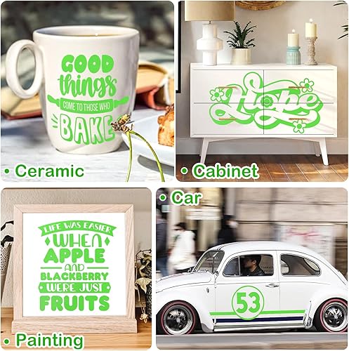 Miniatura 4 de WRAPXPERT Vinilo permanente verde lima, rollo de vinilo adhesivo verde mate de 12 x 10 pies para cricut, decoración del hogar y calcomanía del