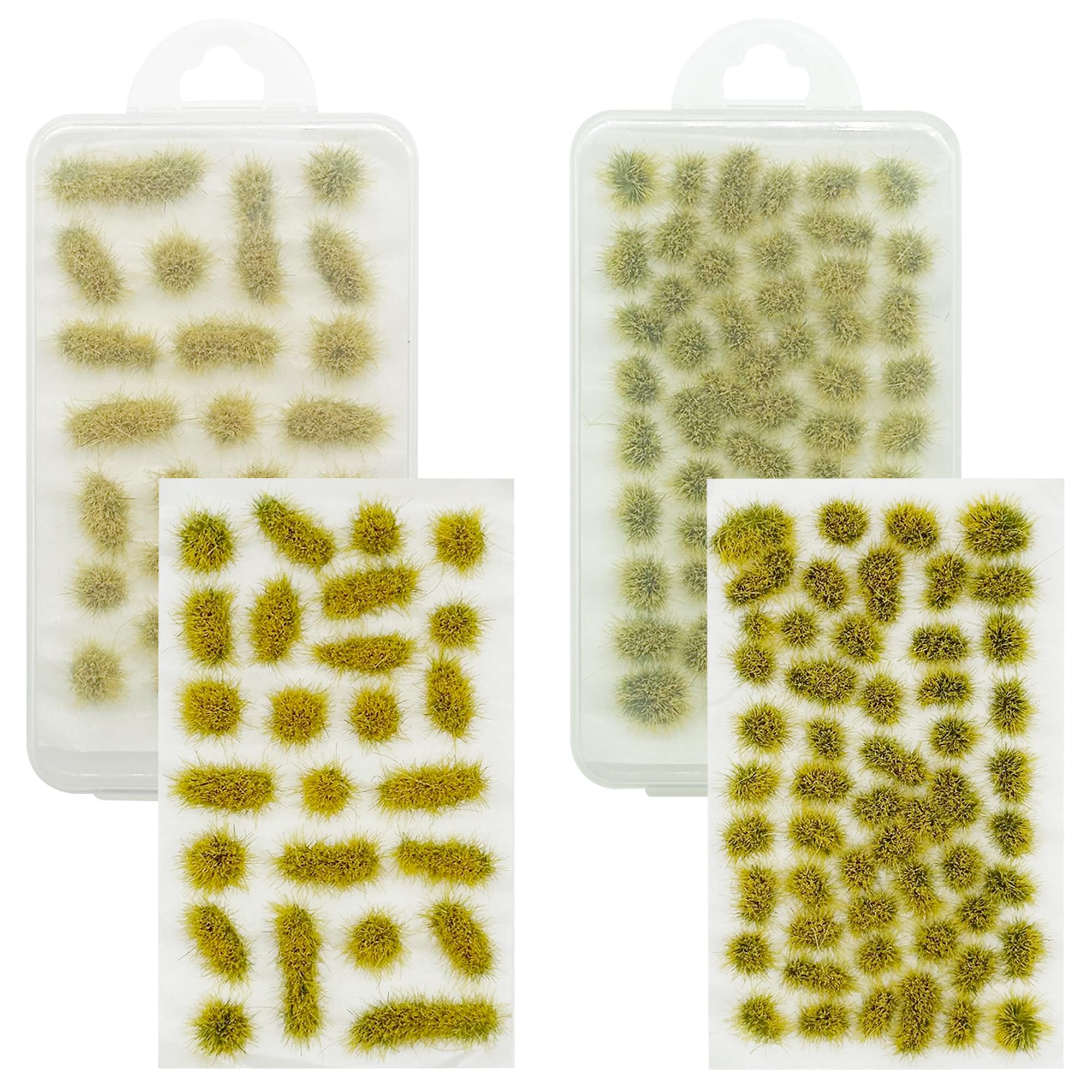 Attuslla 78 PCS Model Grass Tufts 2 Size Static Grass Tuft Yellow Miniature Grass Tuft Railway Artificial Grass Terrain Kit for DIY Model Railway Fairy Garden Diorama Scenery
