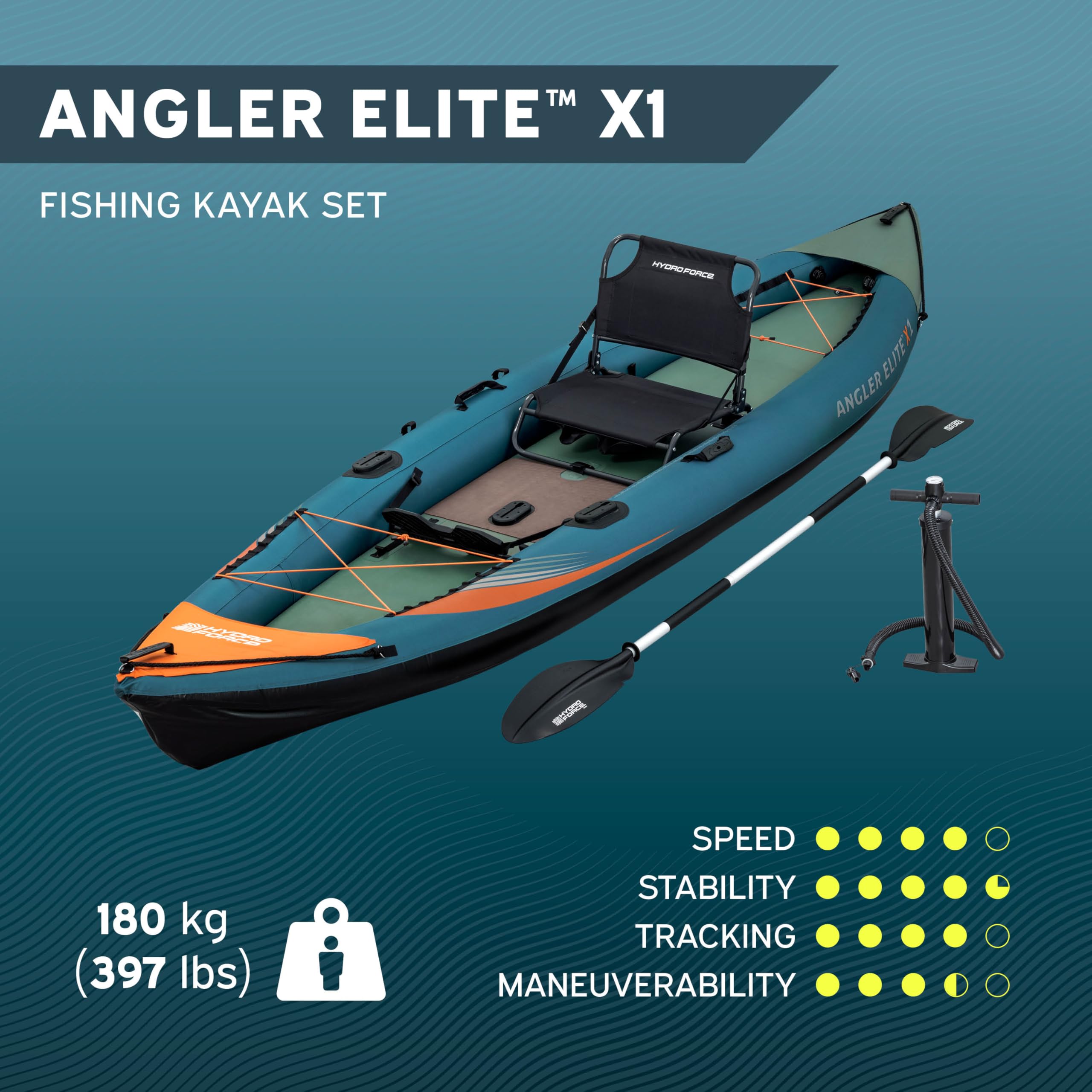 Set kayak da pesca Angler Elite X1 da 12'6" x 39"/3,80 m x 99 cm