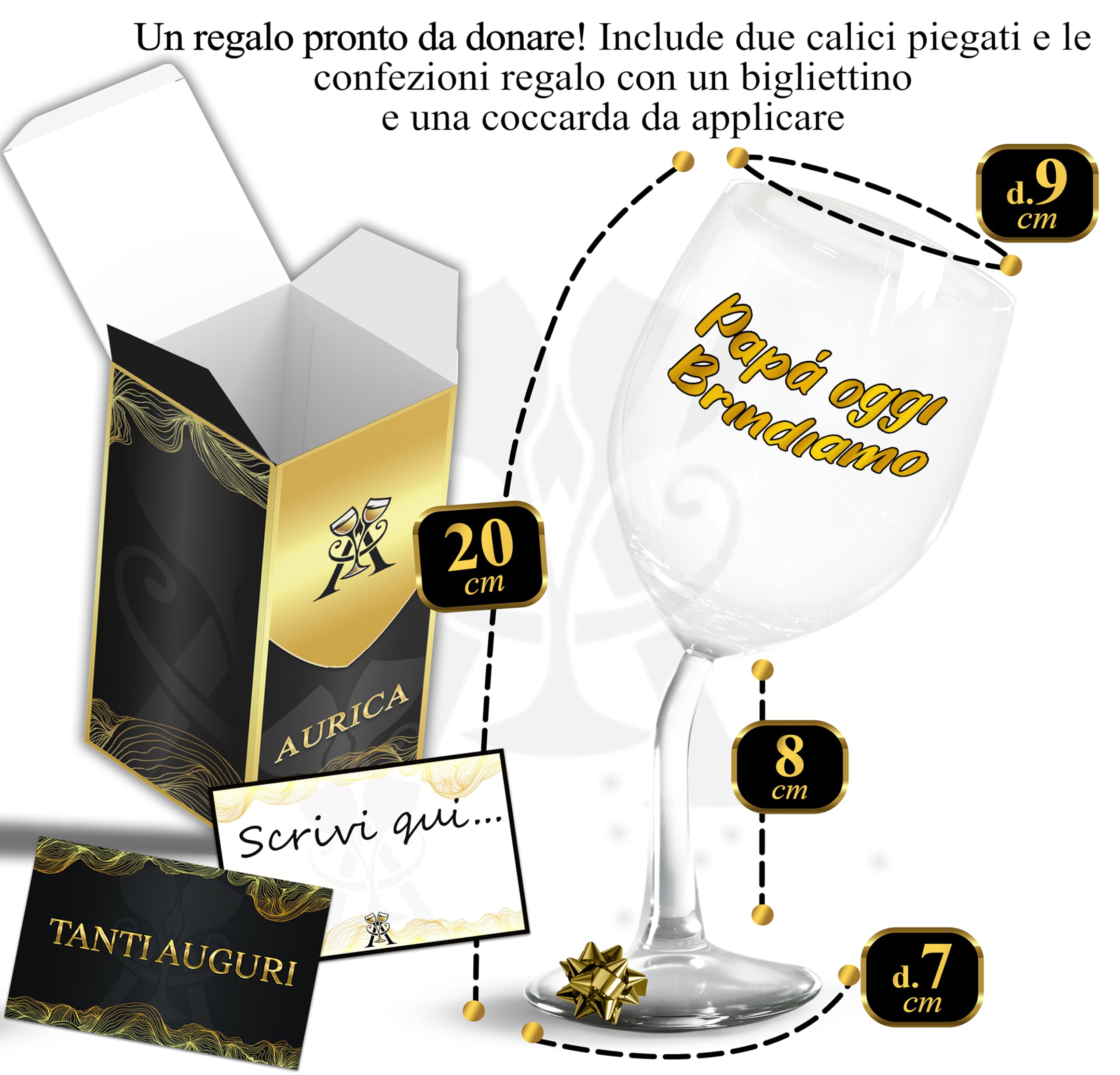 Coppia Calici Vino Personalizzati PAPÀ OGGI BRINDIAMO, L’HA DETTO MAMMA! – 2 Bicchieri Storti Per La Battuta Perfetta A Tavola - Regalo Per Papà Con Confezione Regalo Inclusa