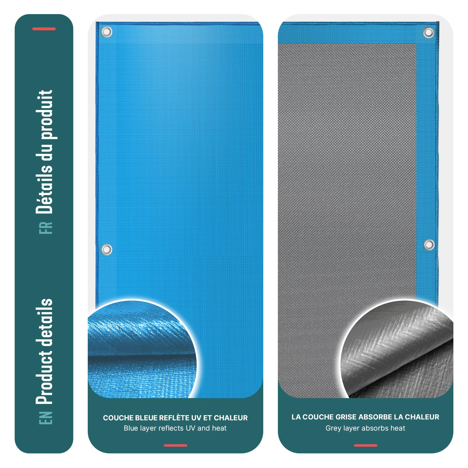 VOUNOT® Bâche Piscine Rectangulaire en Polyéthylène 160g/m2 Bâche Imperméable Résistante Double Couche avec Oeillets en Aluminium Couverture Étanche 4x7m Bleu Foncé