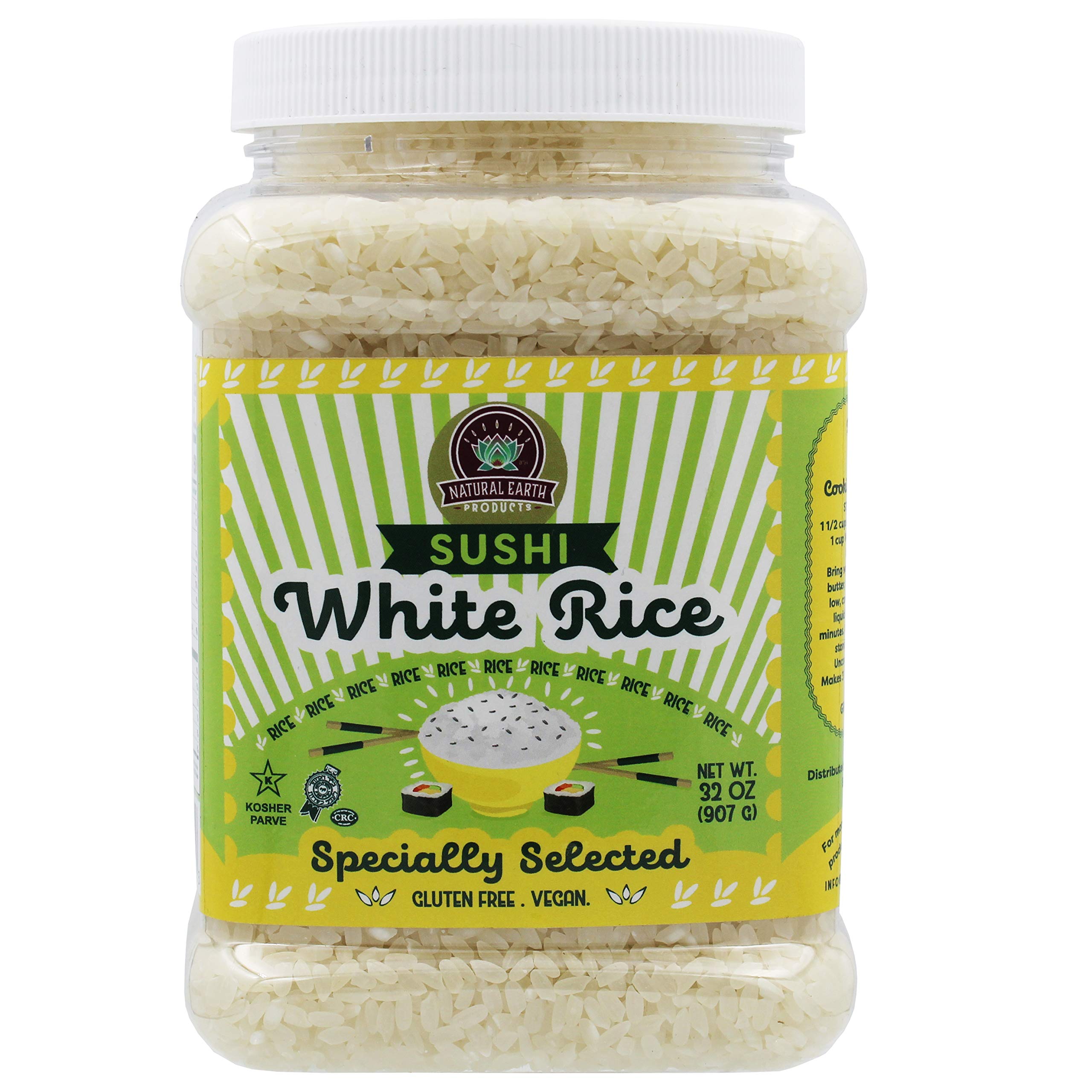 White Sushi Rice, Bulk Rice Container, Gluten Free, Vegan, Kosher, 32Oz (Single)…