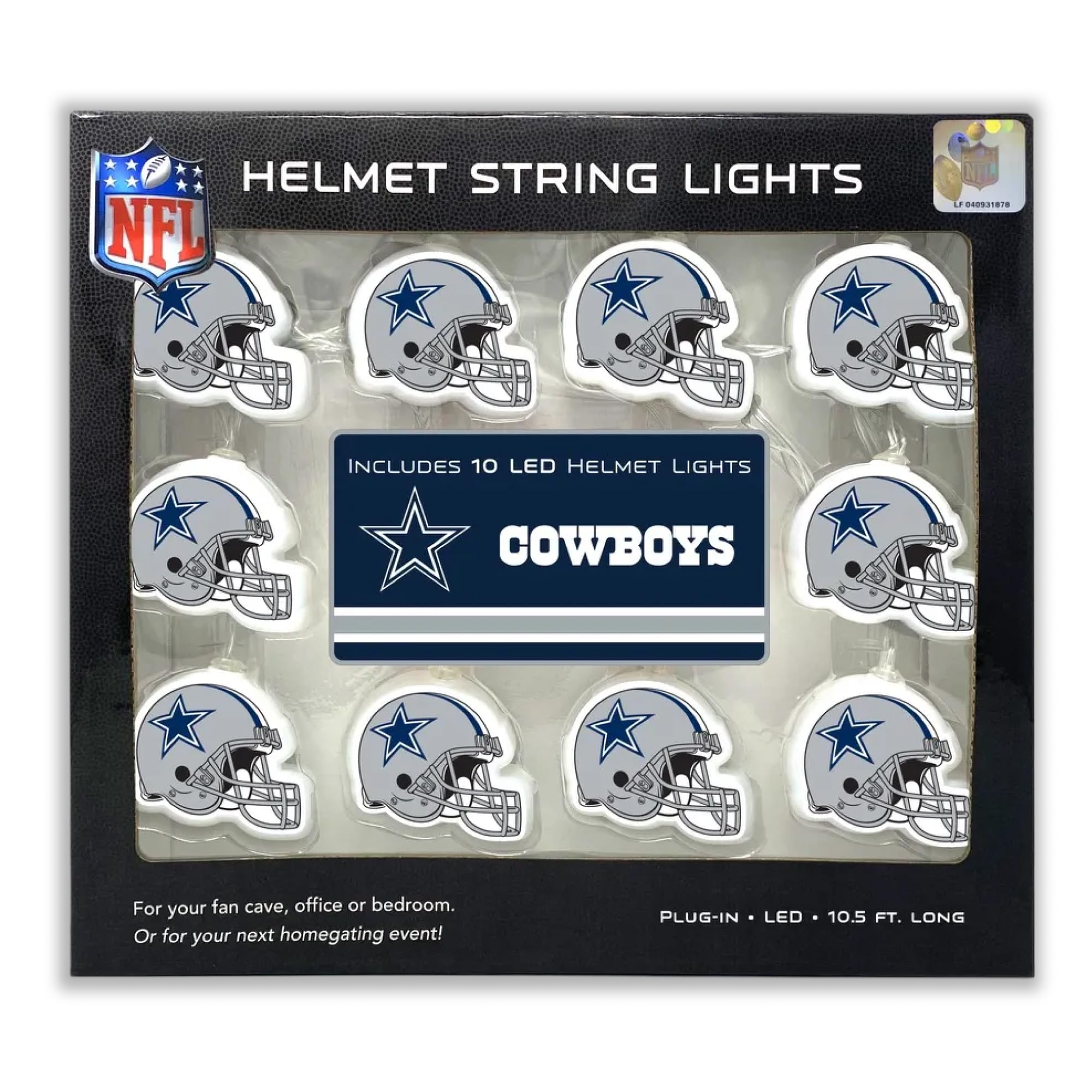 Party Animal NFL Helmet String Lights, 10 LED Lights, Dallas Cowboys