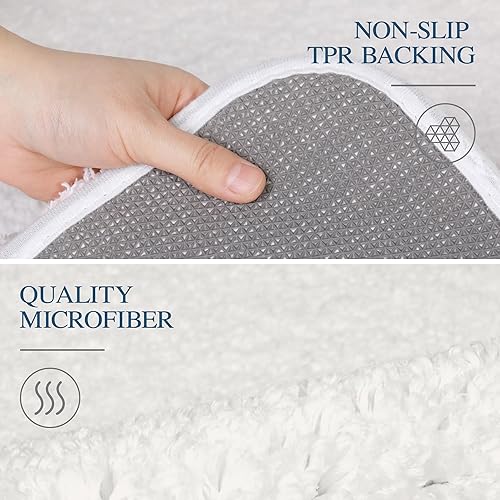 Miniatura 5 de Walensee - Tapete de baño antideslizante, absorbe el agua, de microfibra suave, peluda, lavable a máquina, para regadera, 24 x 36 pulgadas, marfil