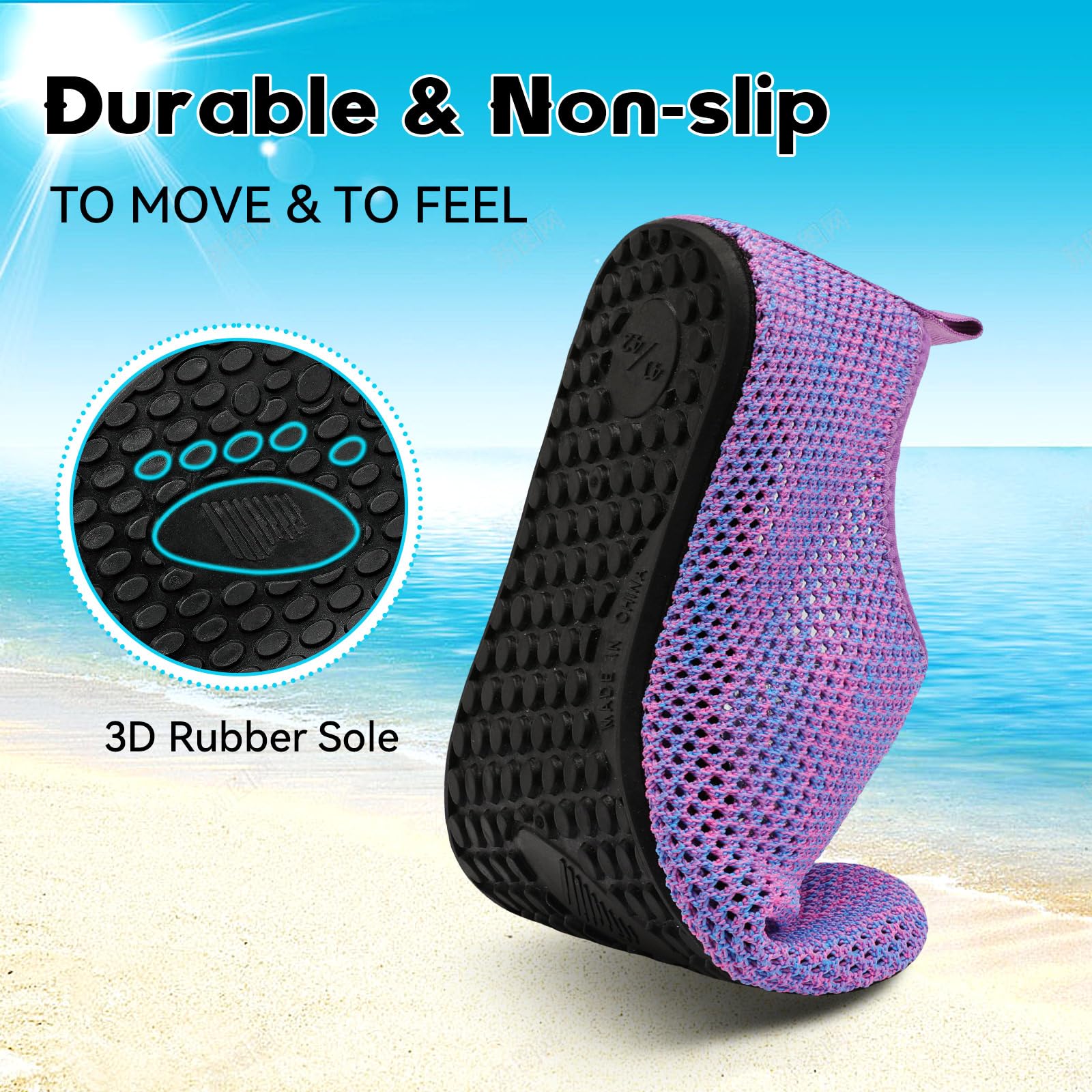 Scurtain Zapatos de agua descalzos para mujeres y hombres, calcetines acuáticos de verano de secado rápido