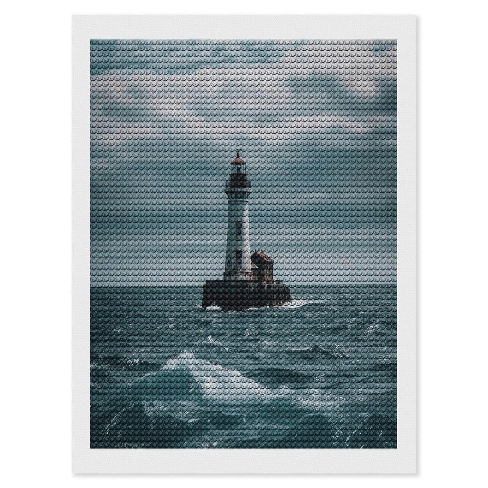 VstaDank Lighthouse Ocean Diamond Painting Kits Exquisite DIY Full Round Drill Diamond Dots Painting for Adults Beginner Diamond Photo Paint with Diamond Picture Art Wall Decor 12"x16"
