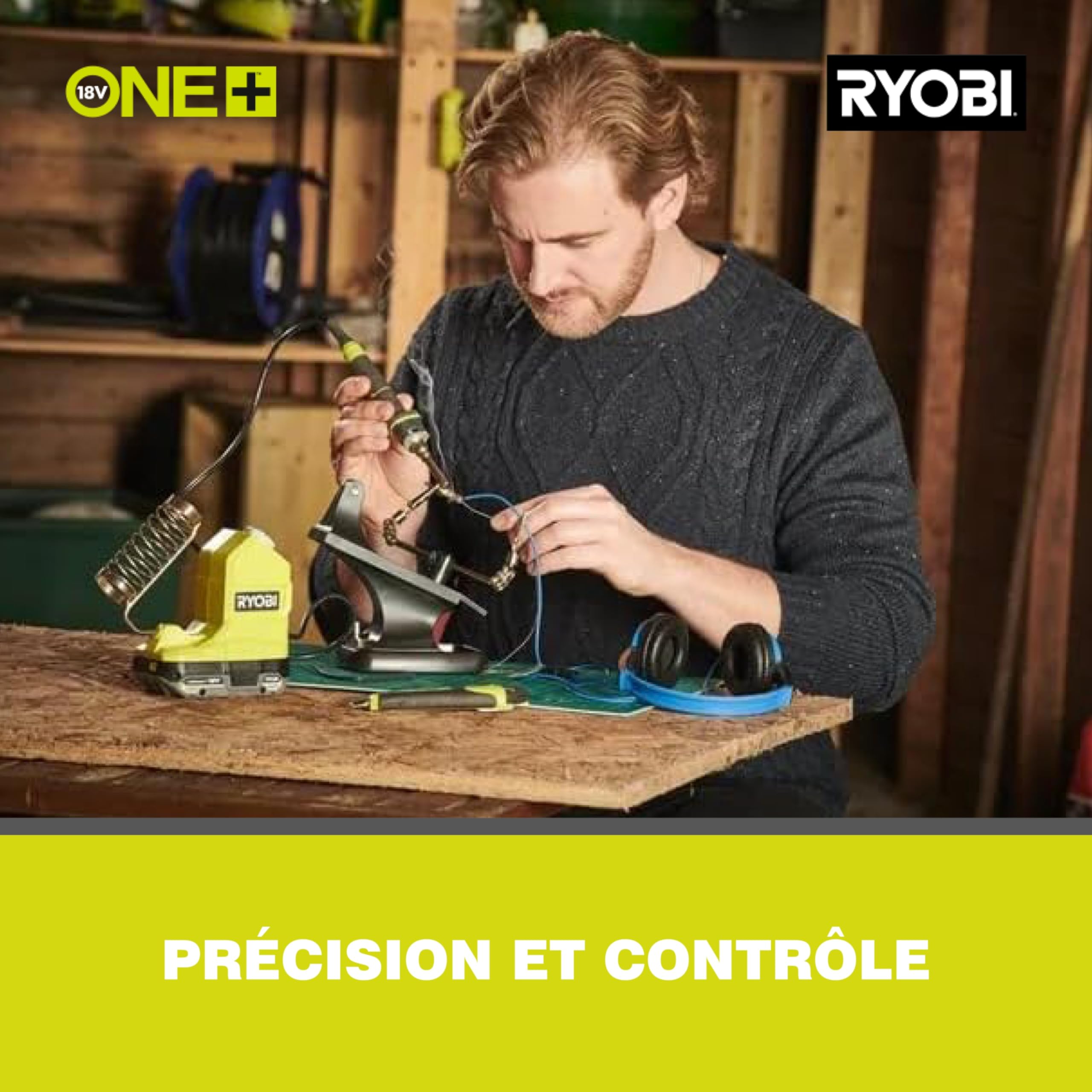 RYOBI - Fer à Souder Sans Fil 18V ONE+ RSI18-0 – Chauffe Rapide en 60s, Température Jusqu’à 480°C, Embout Remplaçable – Idéal Électronique, Réparations – Batterie Non Incluse