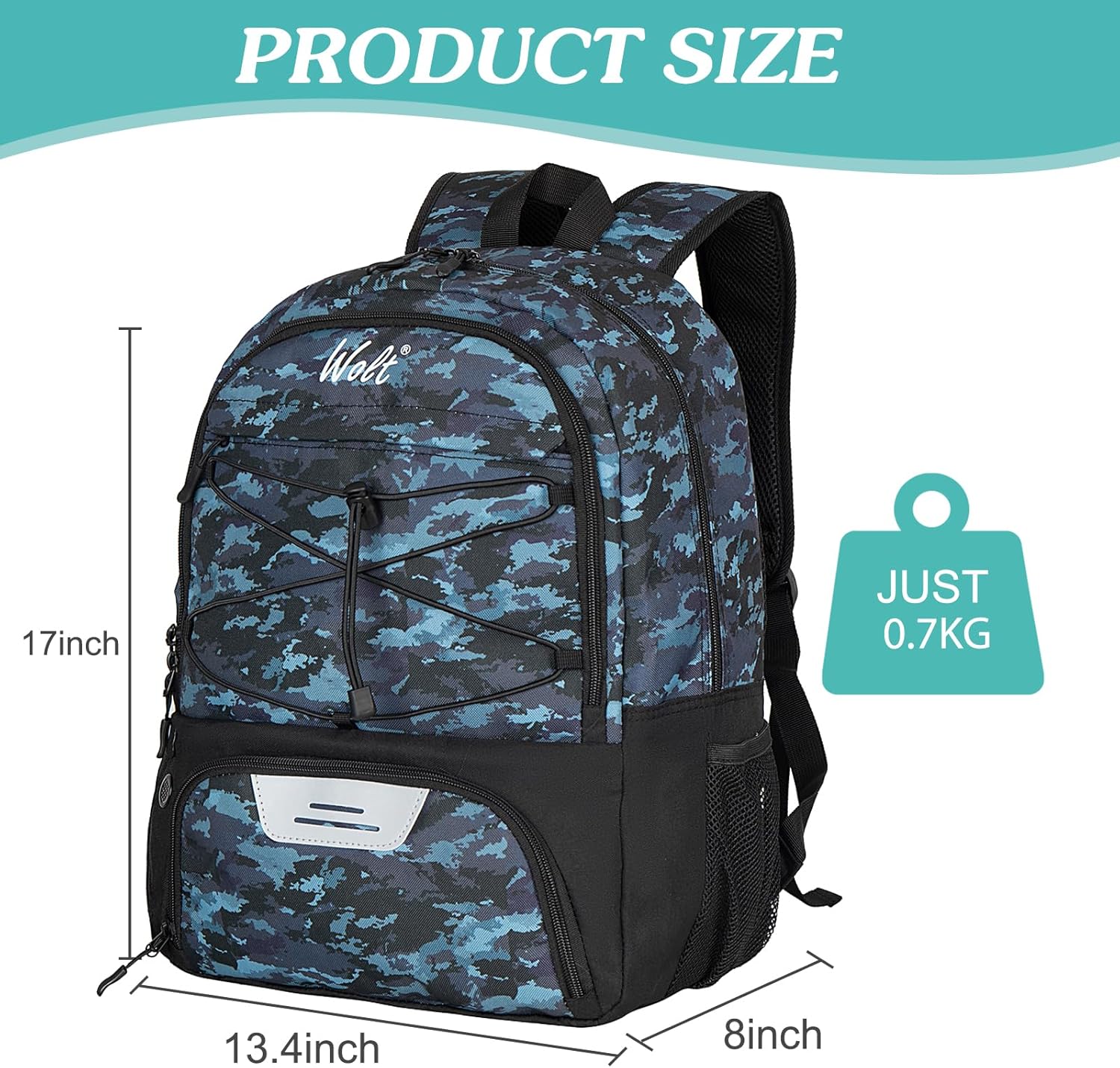 WOLT Soccer Backpack Soccer Bag with Ball Holder & Shoes Compartment, Sport Equipment Bags For Football, Basketball, Volleyball, Gym