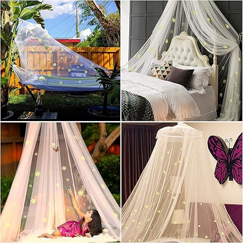 Miniatura 6 de Mosquitera para cama, toldo blanco grande para niñas, red de cama colgante, ideal para decoración de dormitorio, viajes con bolsa de almacenamiento