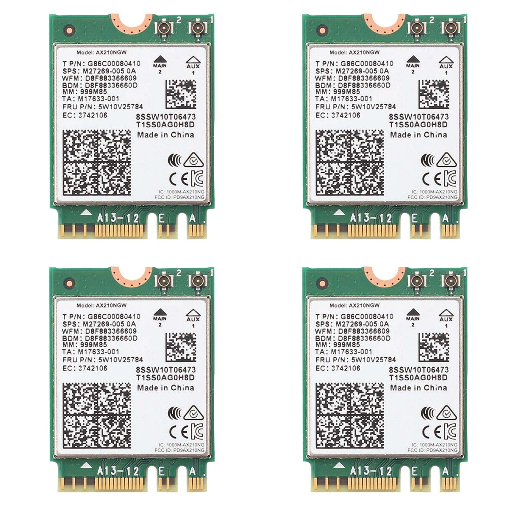 4X AX210 AX210NGW Scheda di Rete M.2 NGFF 2.4Ghz/5G Wi-Fi 6E Scheda WiFi 2400Mbps Adattatore WiFi Bluetooth 5.2 802.11Ax