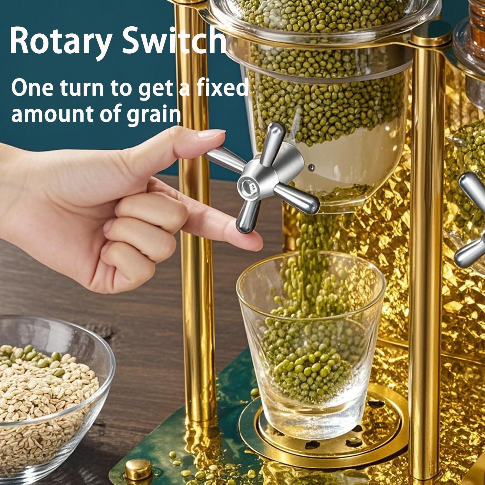 Dozownik płatków śniadaniowych, pojemnik do przechowywania suchej żywności 3,5 l na płatki śniadaniowe, cukierki, ryż, ziarna, orzechy, przekąski z podstawą ze stali nierdzewnej