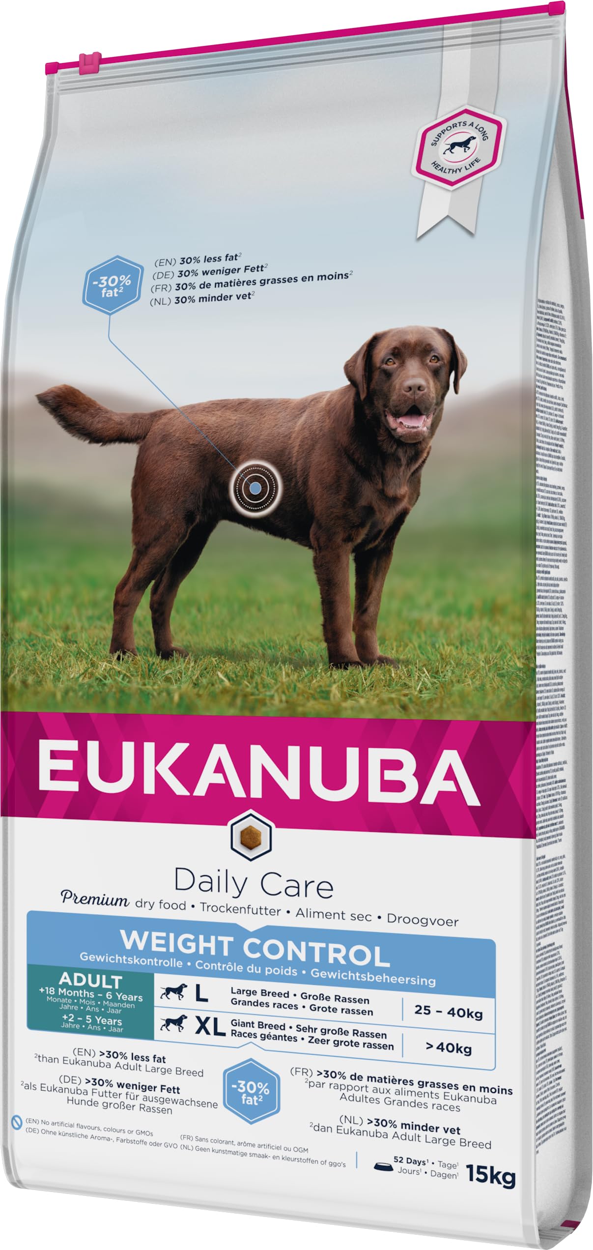 Eukanuba Daily Care Weight Control per cani di taglia grande - Cibo secco a basso contenuto di grassi per il mantenimento del peso o per diete in caso di sovrappeso, 15 kg