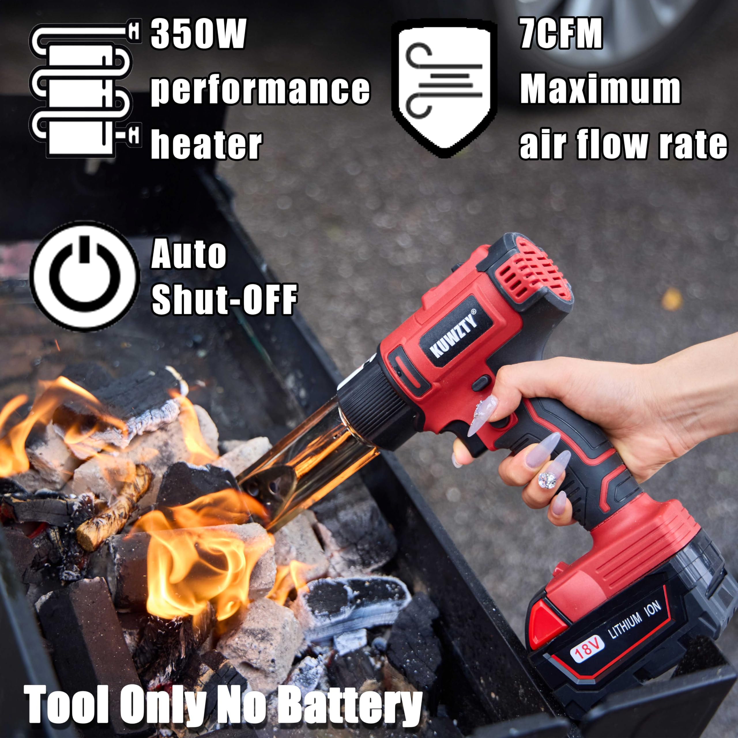 Pistola de calor inalámbrica para batería Milwaukee M18, pistola de aire caliente de litio, ajuste de 2 temperaturas máximo 550.0 °C (550 °C), pistola de calor para envolver encogimiento