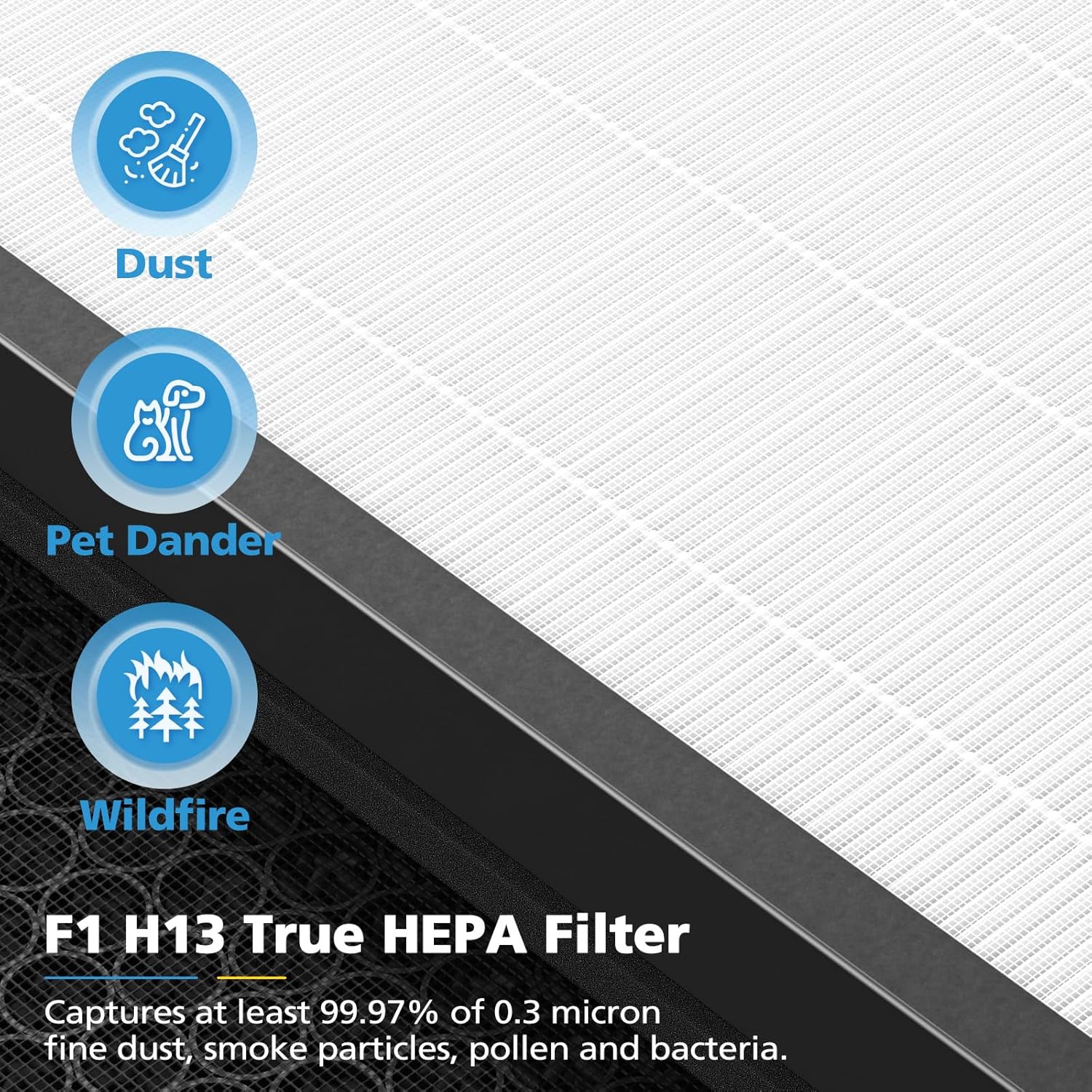 2 Pack F1 Replacement Filter for AMEIFU F1 Air Purifier, Double-Sided Air Purifier Filter for Home Large Room Up to 2200 Sq Ft, H13 True HEPA and Activated Carbon, Replace Part #‎F1F
