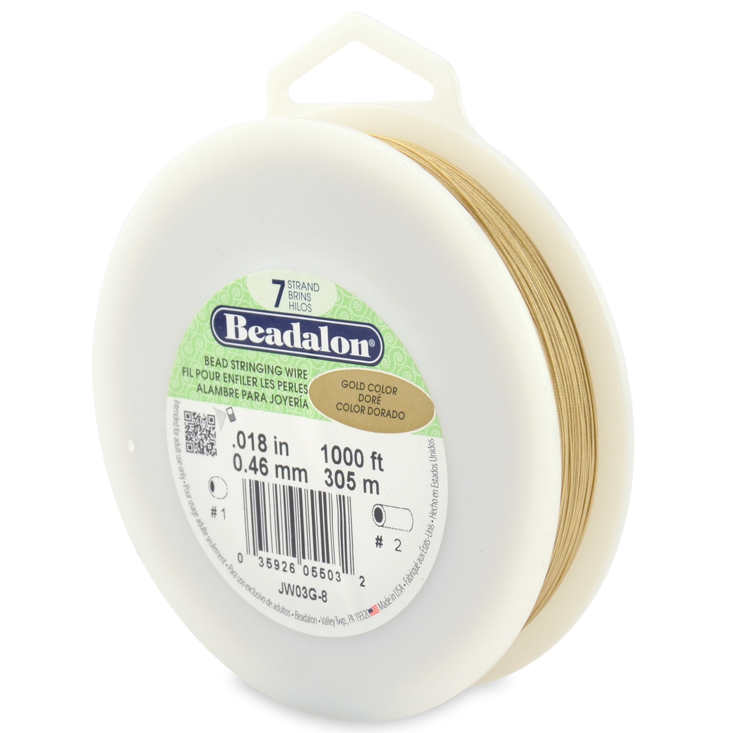Alambre de 7 hebras para collar de cuentas dorado de 0.018 pulgadas y 1000 pies