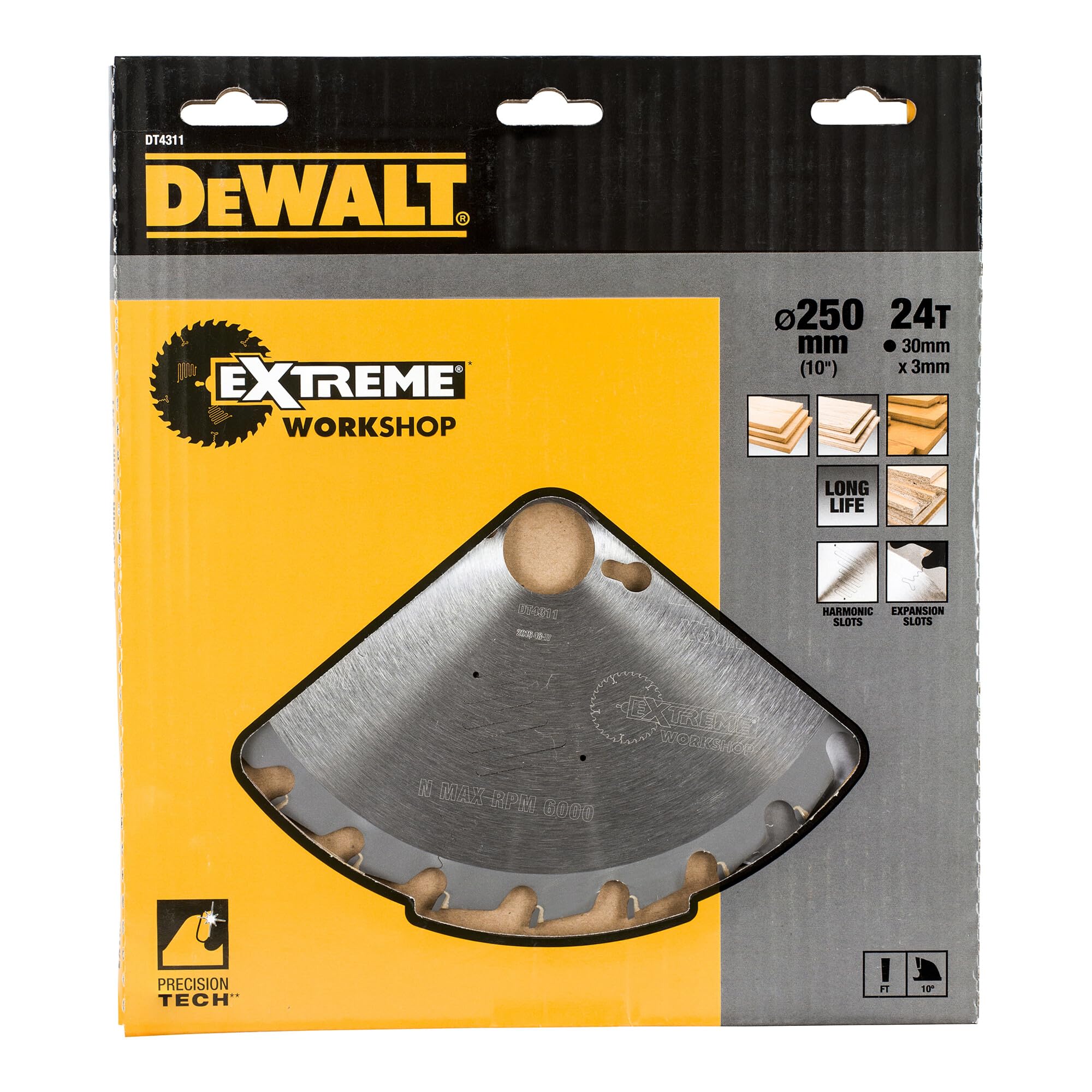 Dewalt DT4311-QZ - Hoja de sierra circular para maquina estacionaria, 250 x 30 mm, 24D