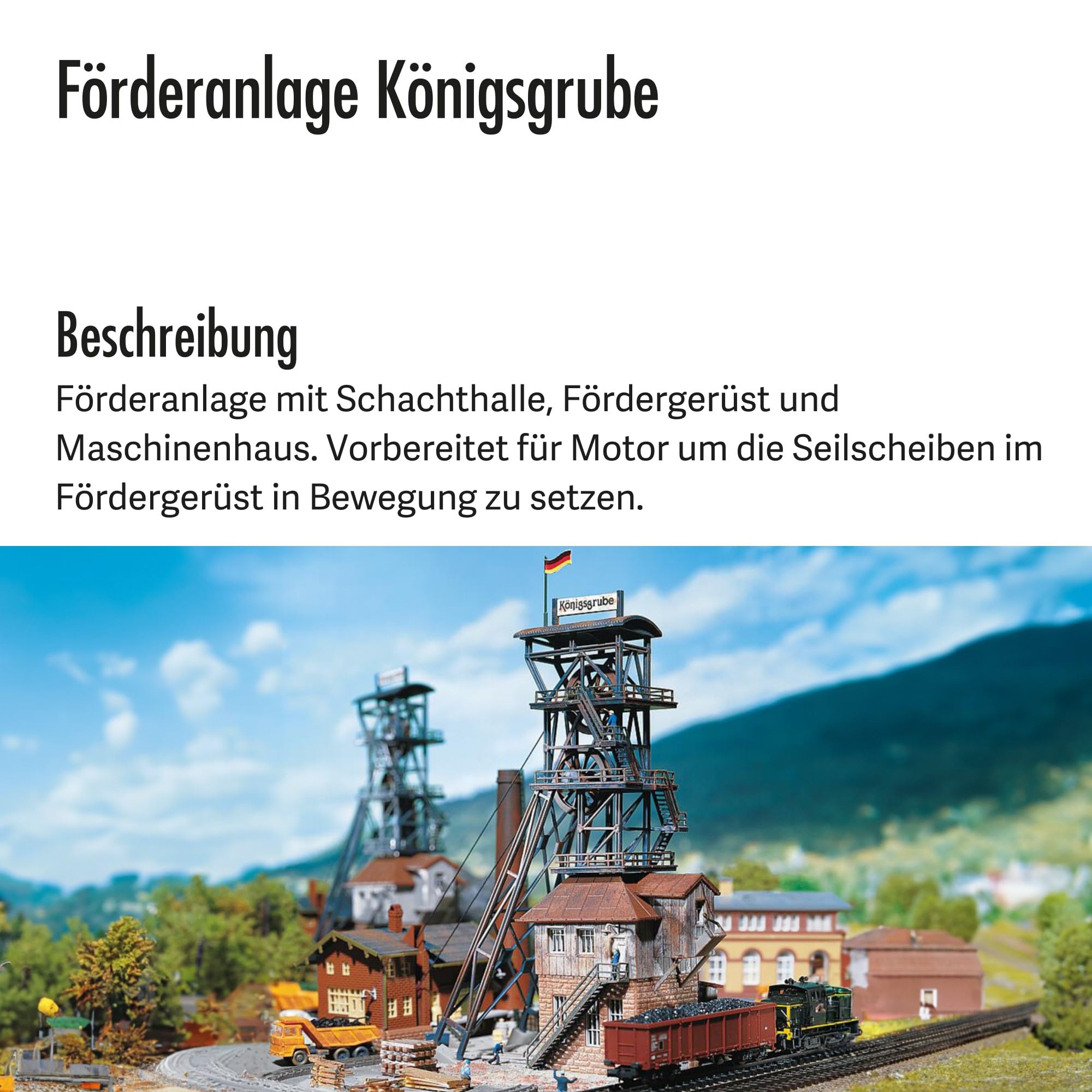 FALLER Förderanlage Königsgrube Modellbausatz mit 209 Einzelteilen 174 x 118 x 184 mm I Modelleisenbahn Zubehör N I Modelleisenbahn N Schachthalle
