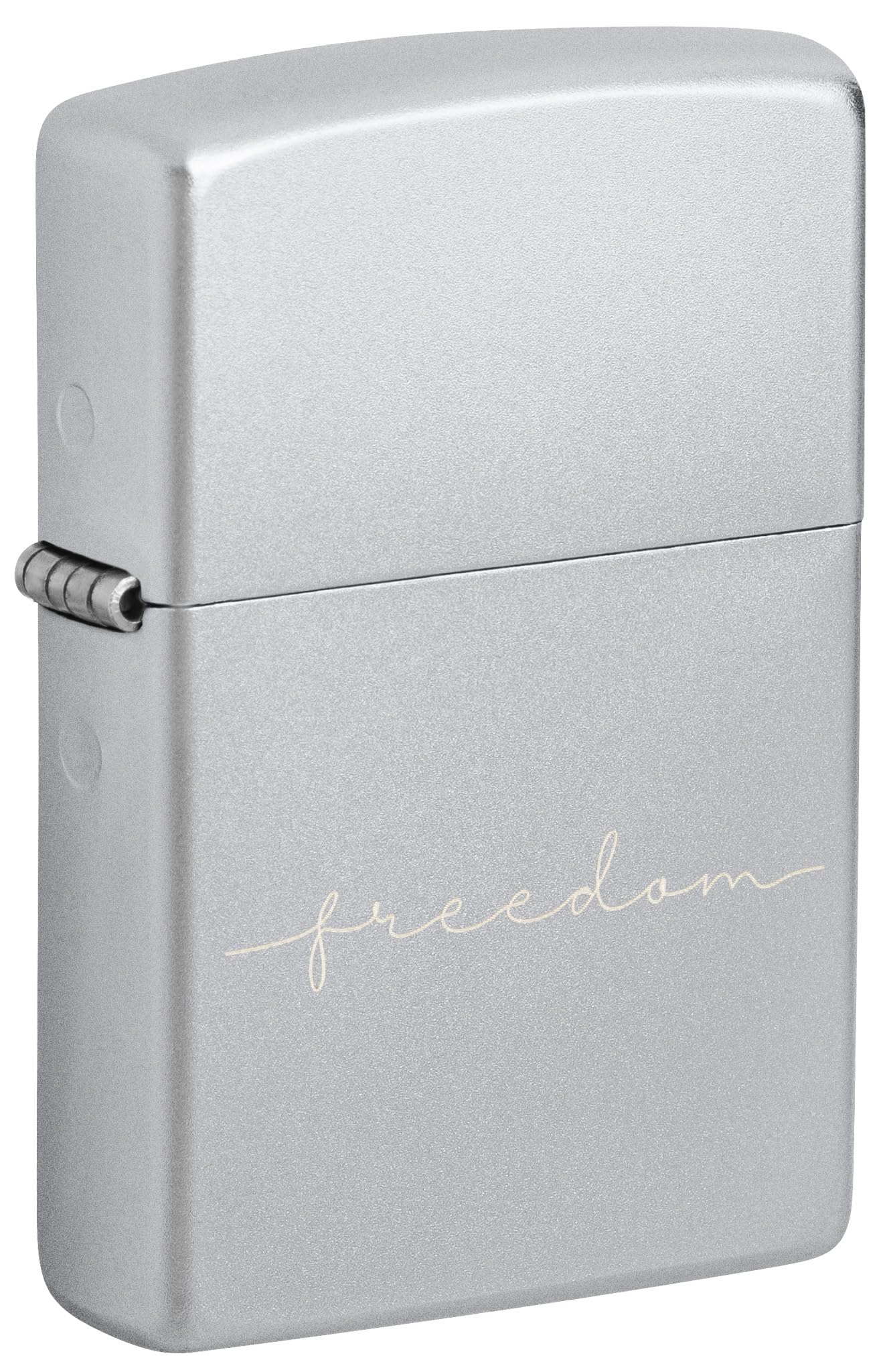 Zippo Zapalniczka Sztormowa, Motyw Wolności, Satynowy Chrom, Grawer Laserowy, do Napełniania, Wielokrotnego Użytku, Odporna na Wiatr, Pudełko Prezentowe, Wyprodukowana w USA