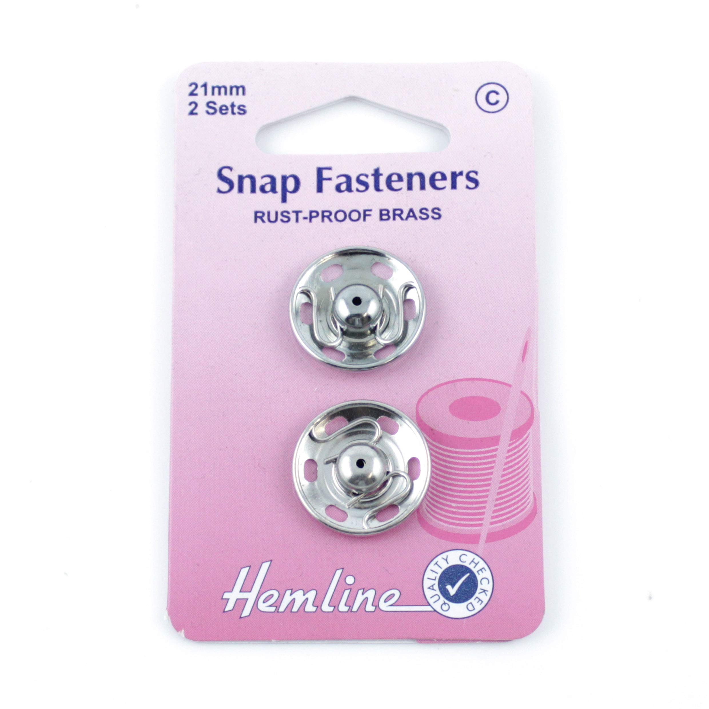 Hemline H420.21 | Nickel Brass Rust Proof Sew On Snap Fasteners | 21mm | 2 Sets by Hemline