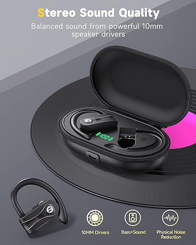 Miniatura 5 de Auriculares Bluetooth con cancelación de ruido 4 micrófonos sonido estéreo auriculares inalámbricos 60 horas de reproducción con estuche de carga