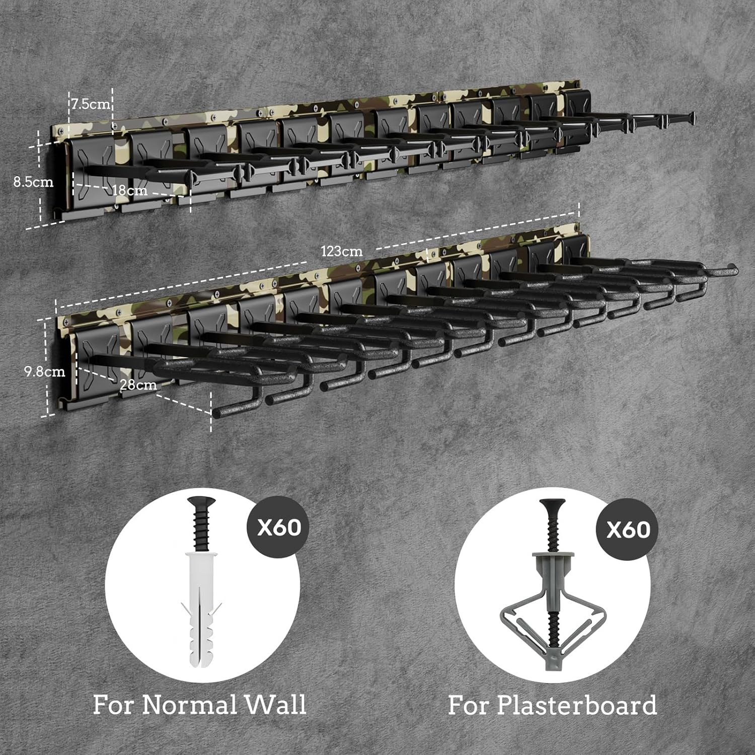 BlackSmith Indoor Gun Rack Heavy Duty Steel Shotgun Rifle Rack with Holds Gun Rack Wall Mount Gun Display Stand Rifle Storage Holder
