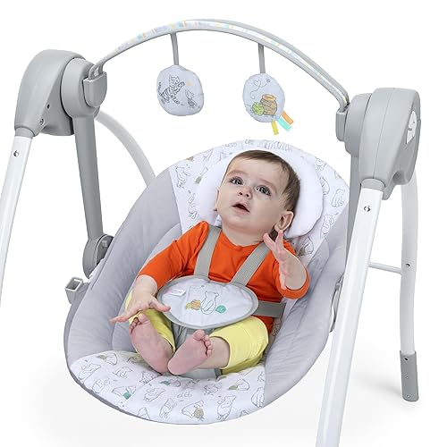 Miniatura 8 de Bright Starts Disney Baby Winnie The Pooh Milestone Swing, amigos clásicos, diseño plegable con juguetes y melodías, unisex, recién nacido + (6 20