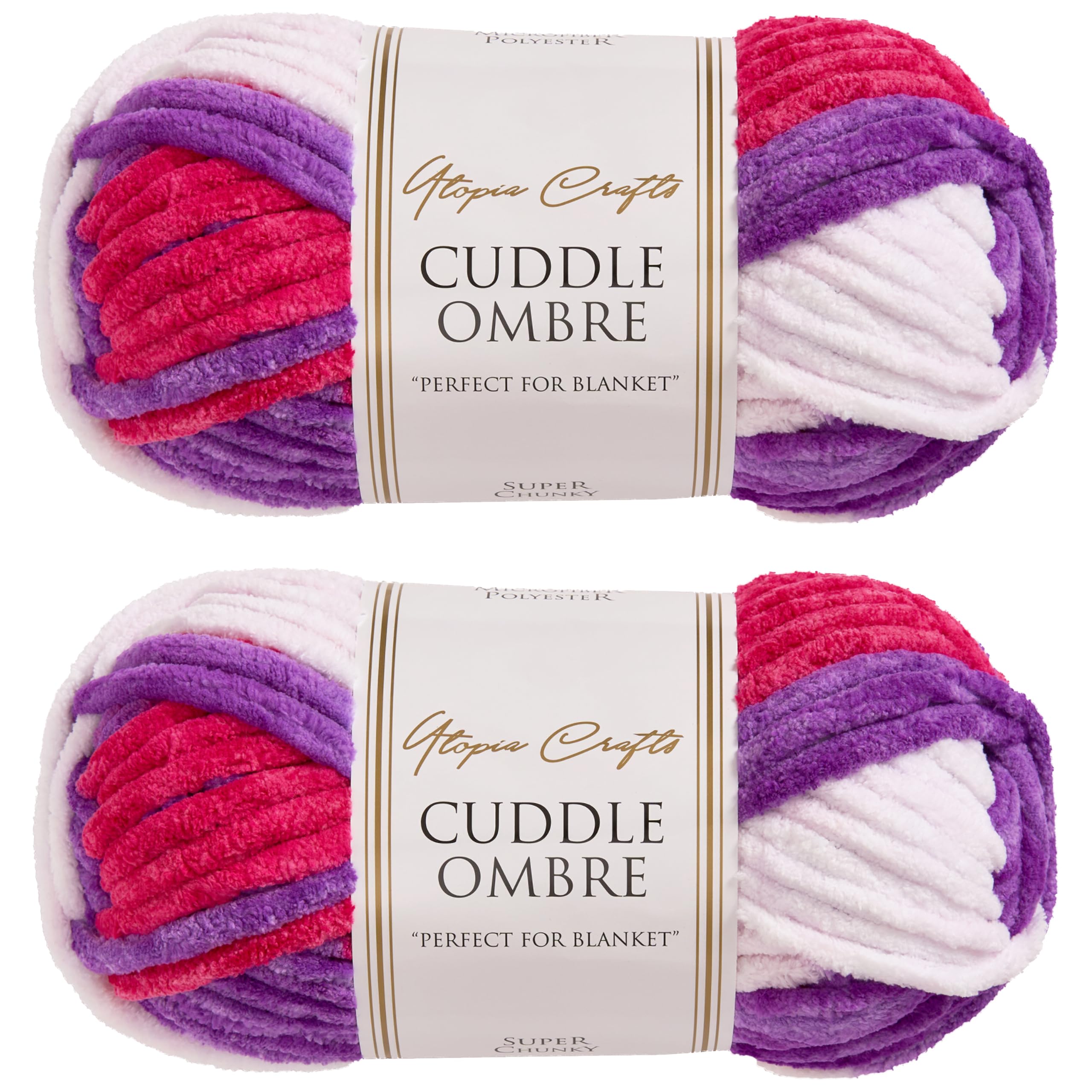 Utopia Crafts Cuddle Ombre Super Chunky Chenille Soft Yarn for Knitting and Crochet (Sweet Amethyst, 2X 100g)