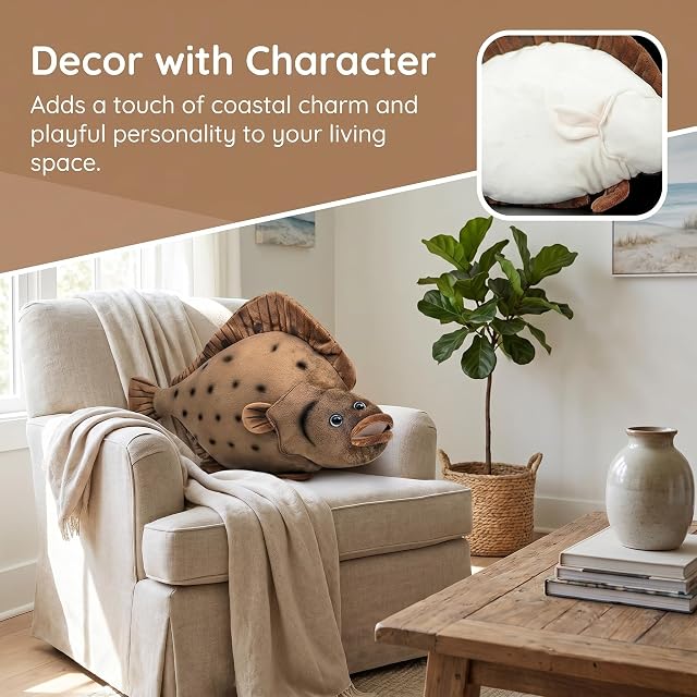 Foto 2 de 8 de lilizzhoumax Peluche de Platija, 40 cm, Pez Realista Suave con Forma Detallada