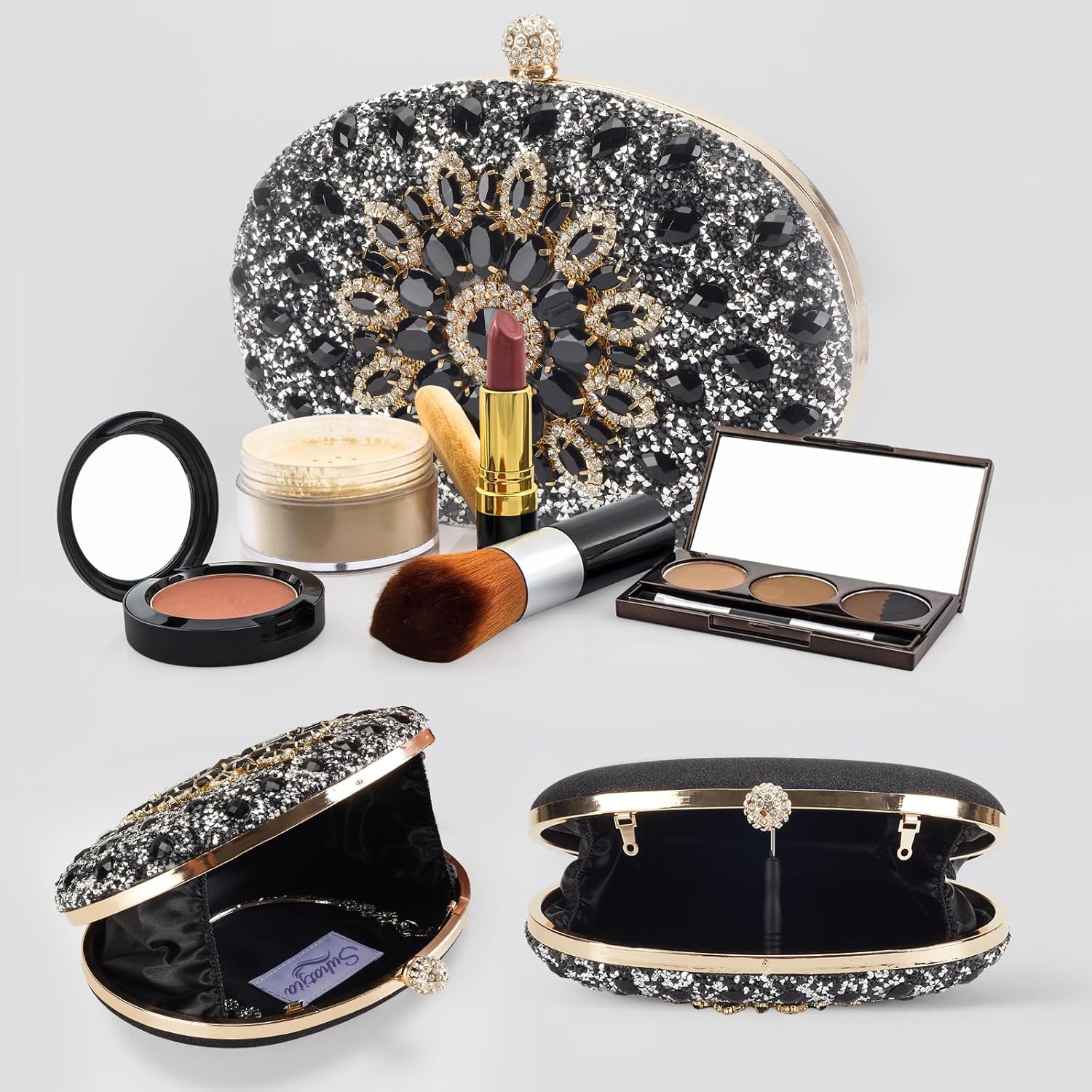 Rhinestone Evening Clutch Purses for Women Evening Weddings,Party Purses Crystal Diamond Glitter Sparkly Handbag - Image 7