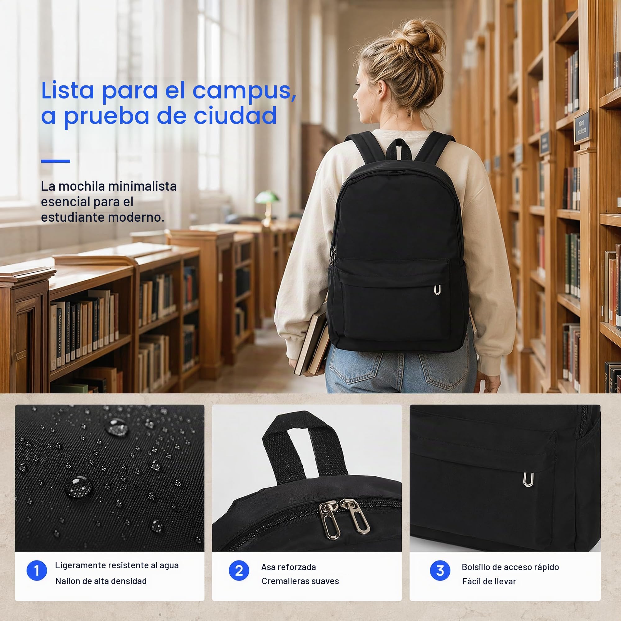 TSLBW Mochila para la Escuela Adolescentes Niños Mochila Casual para la Escuela Secundaria para Estudiantes Universitarios Bolsa de Deporte para viajes al aire libre Revista A4 IPad (negro)
