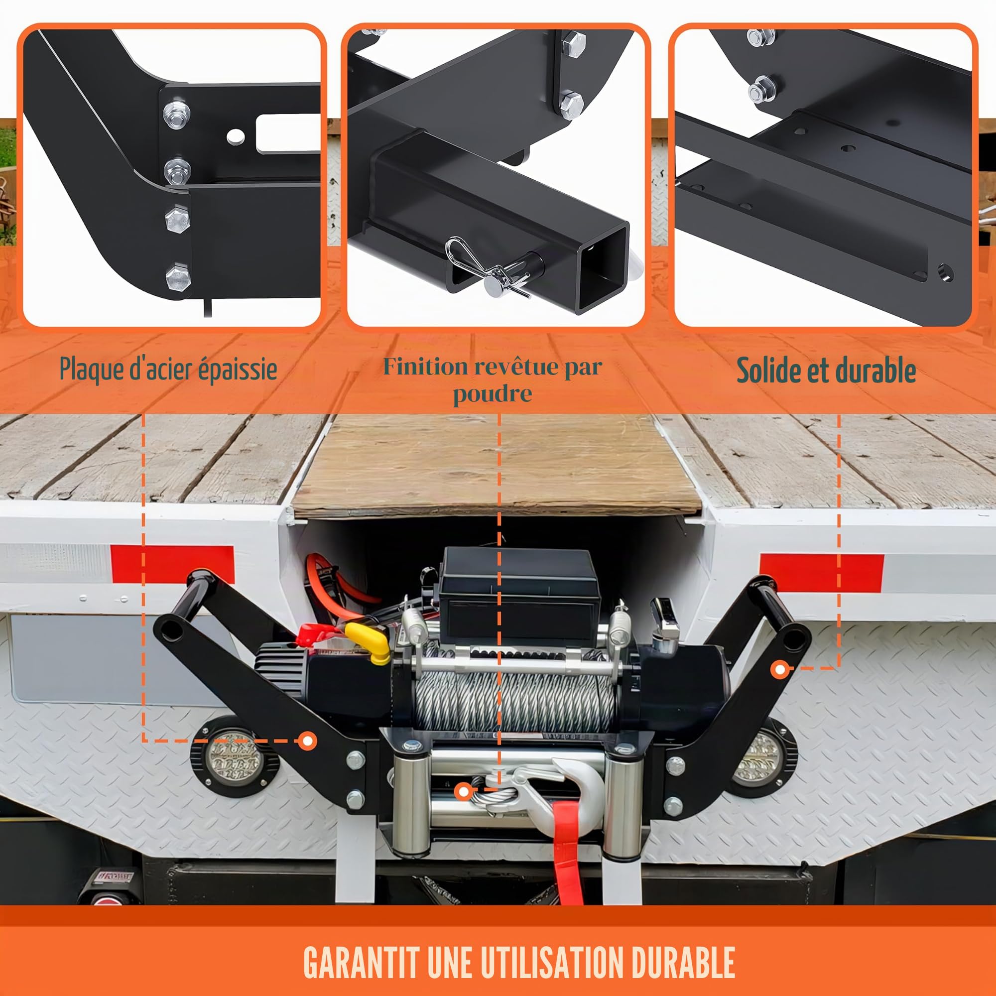 ECOTRIC 10x 4 1/2 Cradle Winch Mount Mounting Plate 8000-13,000 LB Capacity Winch Mounting Hitch Receiver Recovery Winches Foldable