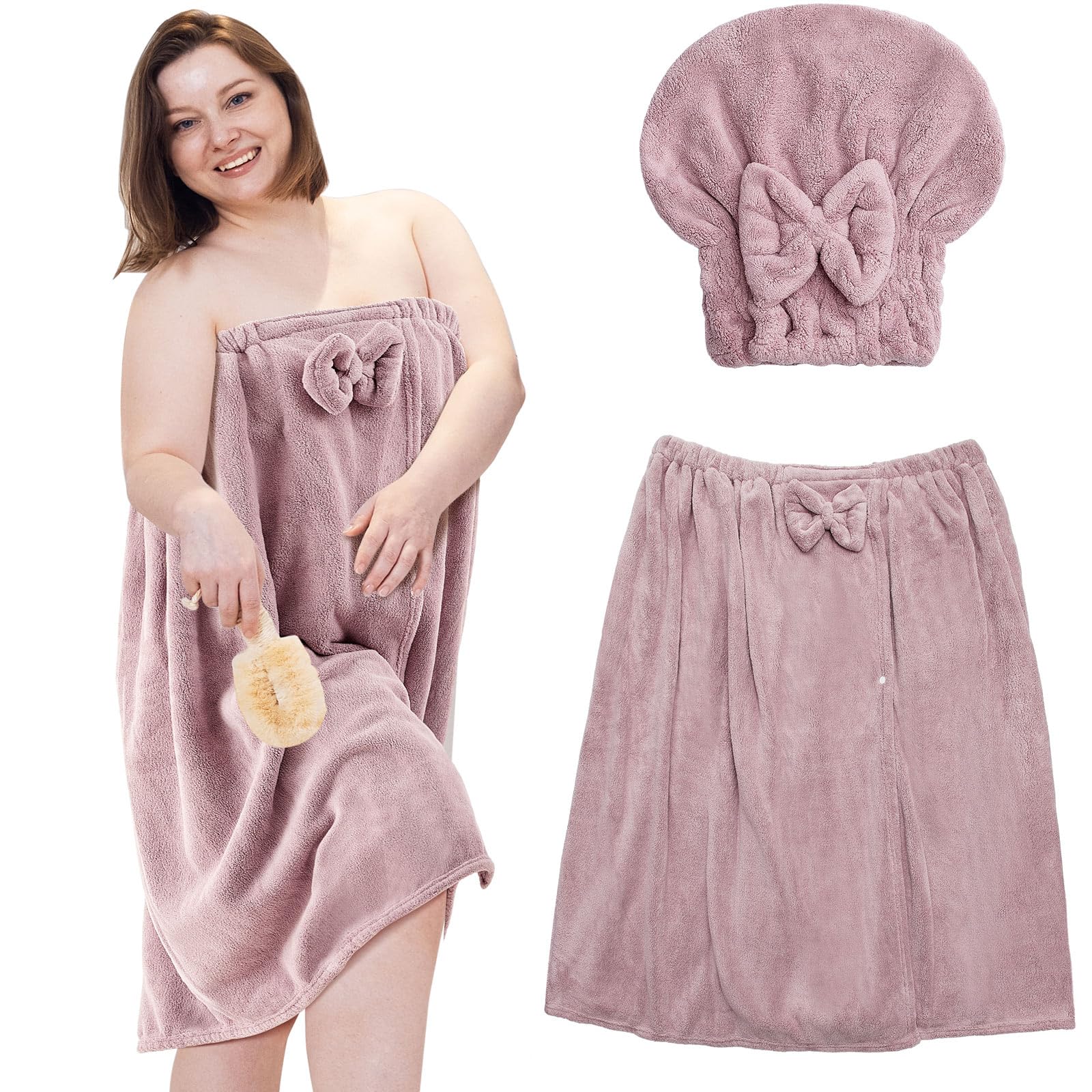Serviette de bain wrap femme ensemble serviette cheveux et robe douche spa