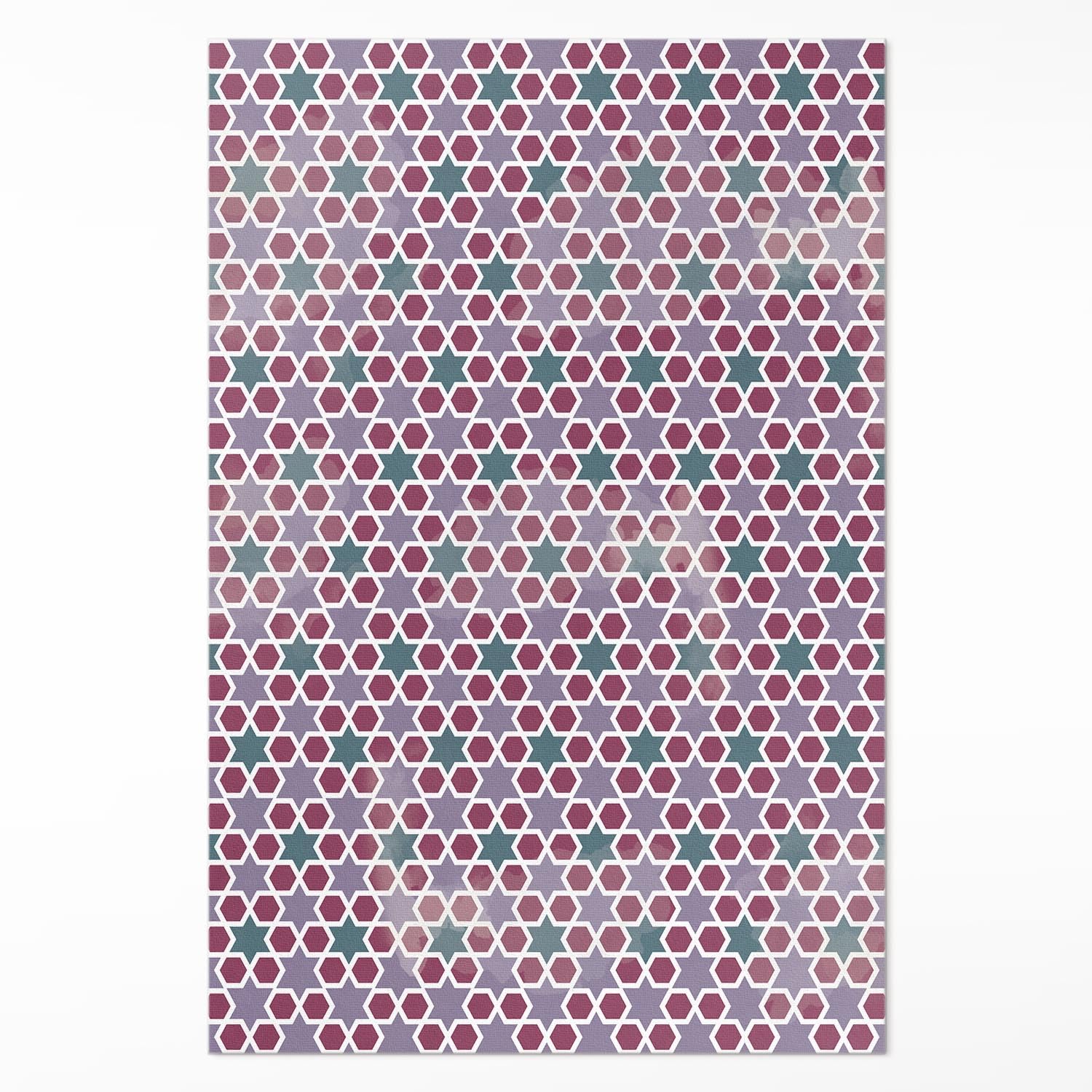 Tapis en vinyle 140x210 cm rectangulaire PVC motif étoiles géométriques