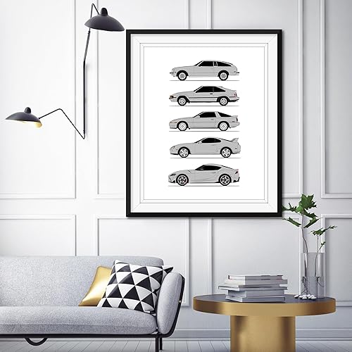 Vista 34 de Custom Car Posters Handmade Poster compatible with Toyota Supra Generations and Print of Toyota Supra - Blue, 11x14 Metallic Print (Unframed)