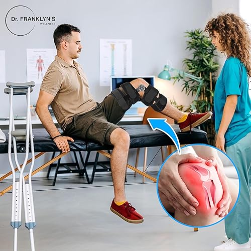 Miniatura 6 de Rodillera ROM con bisagras del Dr. Franklyn's con estabilizadores laterales y diales de bloqueo, inmovilizador de rodilla post operatorio para