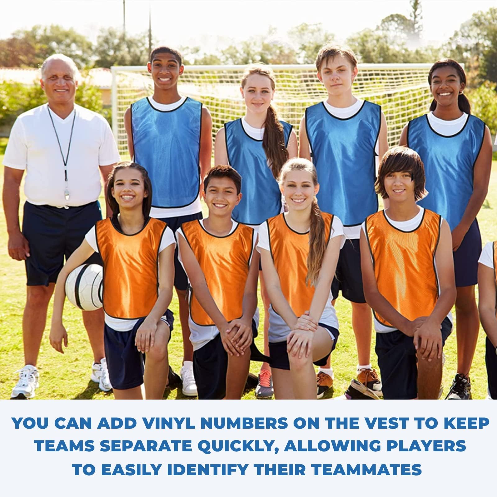 Scrimmage - Confezione da 24 canottiere da allenamento, per allenamento di squadra, per bambini, ragazzi e adulti, Blu e arancione., 17x25 inch